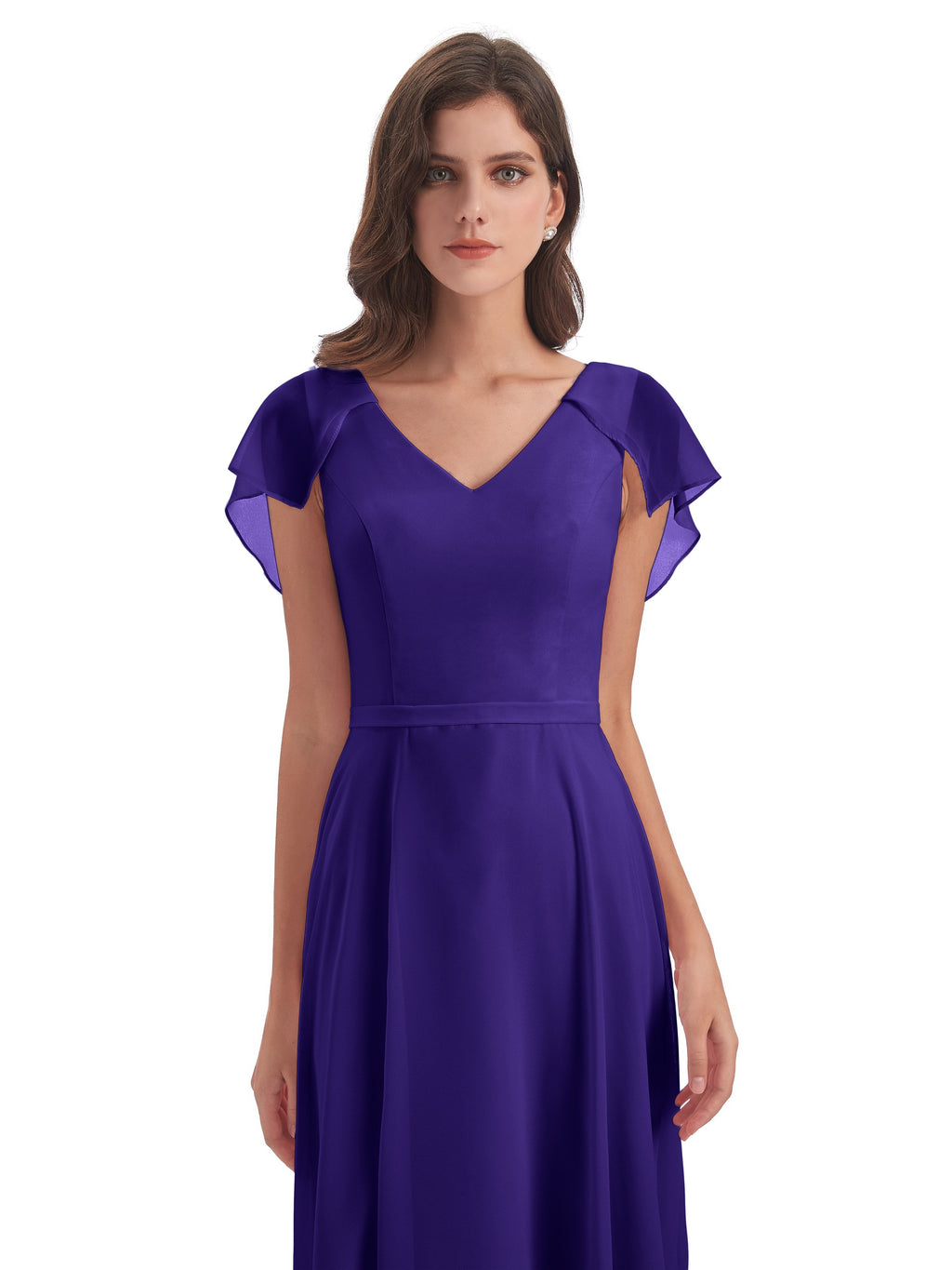 Paityn Sheath V-neck Ruffles Chiffon Long Bridesmaid Dresses