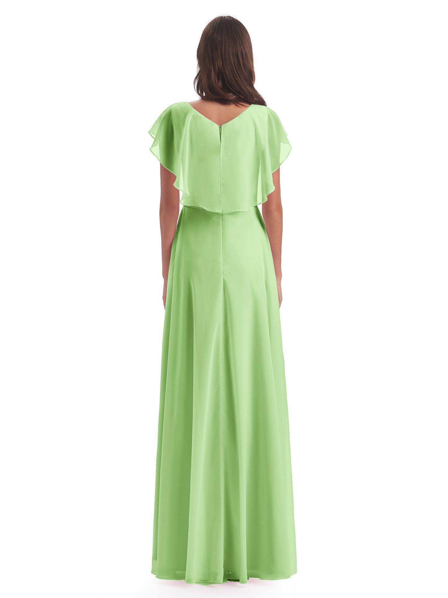 Paityn Sheath V-neck Ruffles Chiffon Long Bridesmaid Dresses