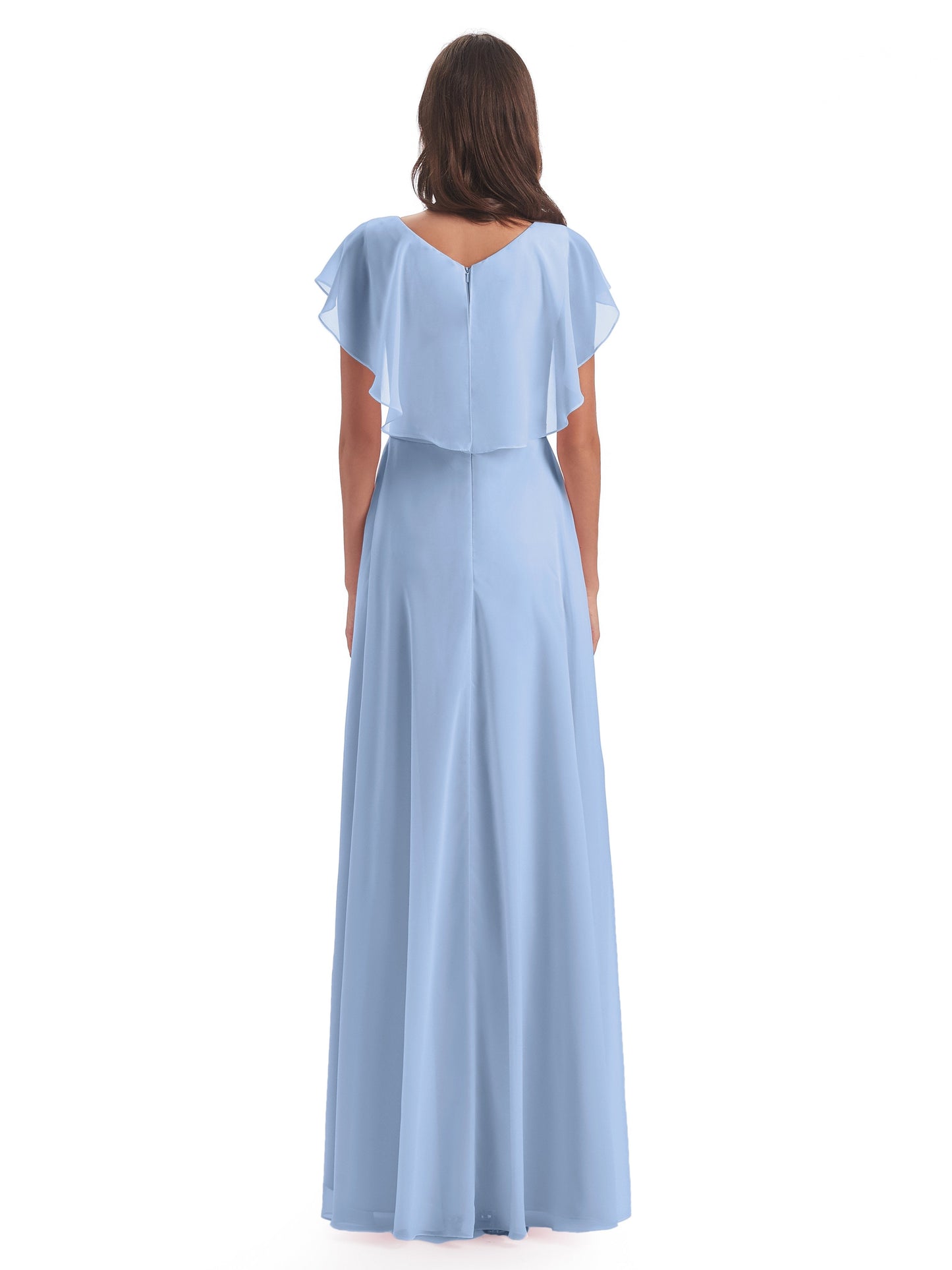 Paityn Sheath V-neck Ruffles Chiffon Long Bridesmaid Dresses