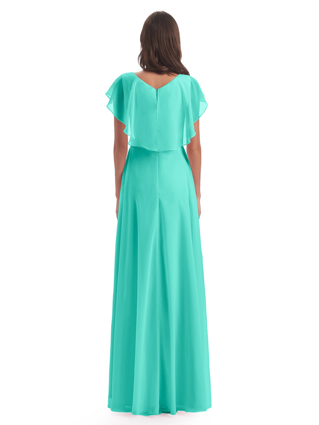 Paityn Sheath V-neck Ruffles Chiffon Long Bridesmaid Dresses