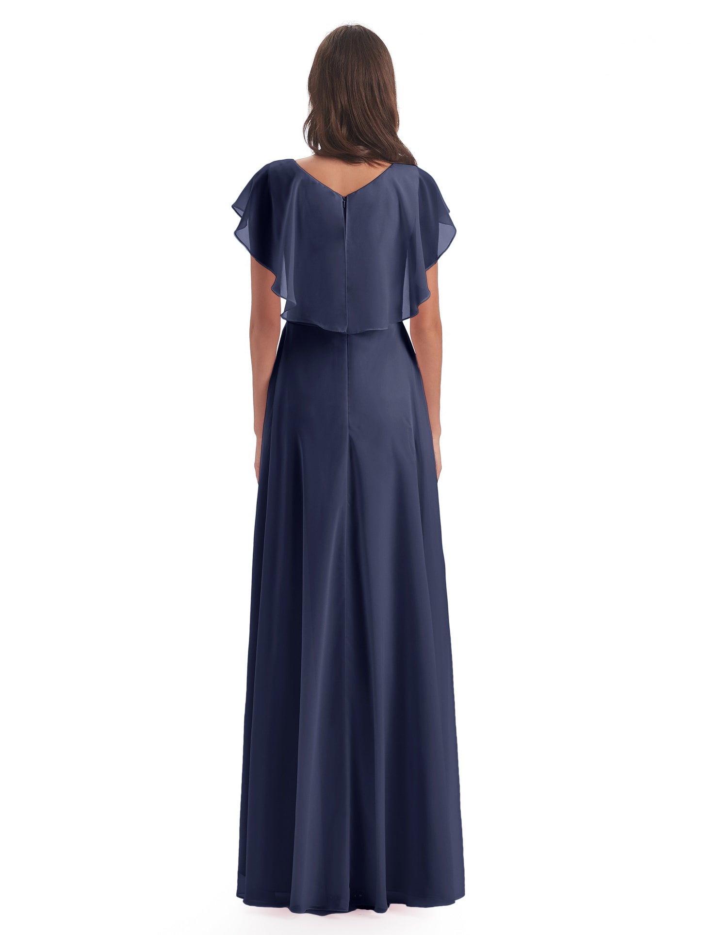 Paityn Sheath V-neck Ruffles Chiffon Long Bridesmaid Dresses