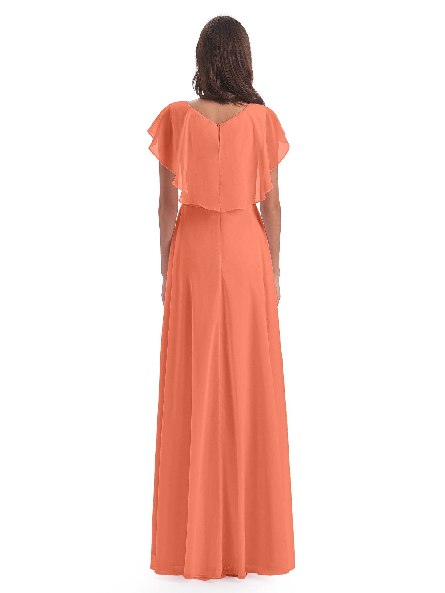 Paityn Sheath V-neck Ruffles Chiffon Long Bridesmaid Dresses