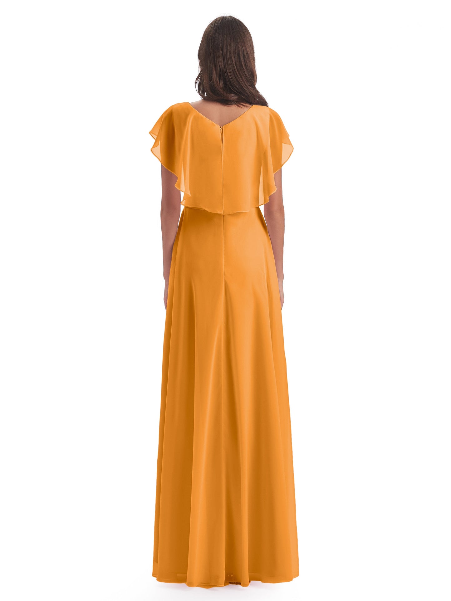 Paityn Sheath V-neck Ruffles Chiffon Long Bridesmaid Dresses