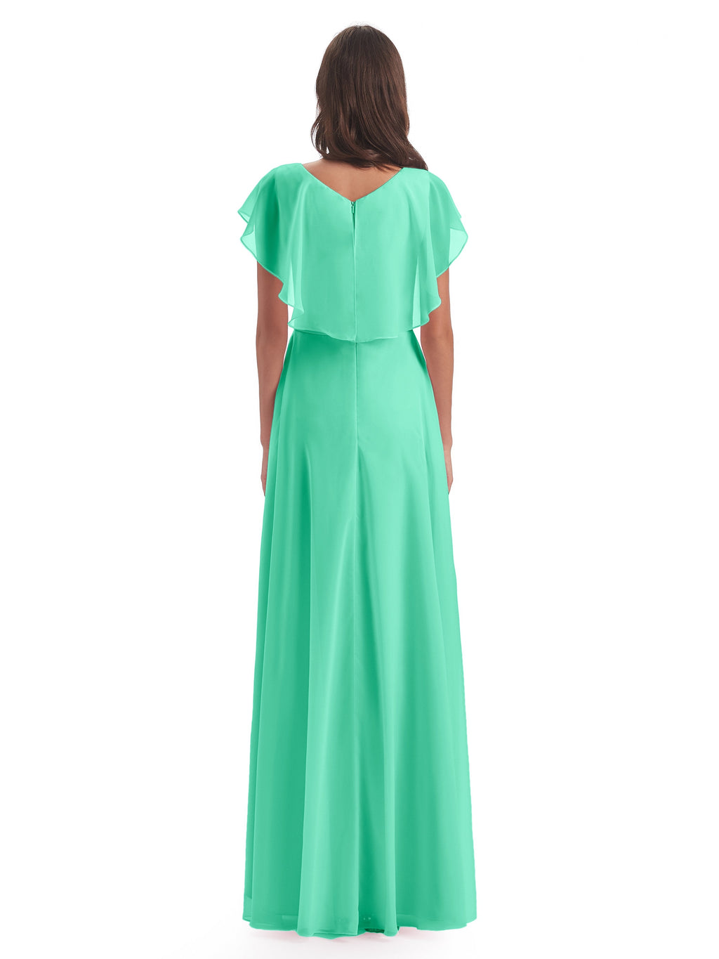 Paityn Sheath V-neck Ruffles Chiffon Long Bridesmaid Dresses