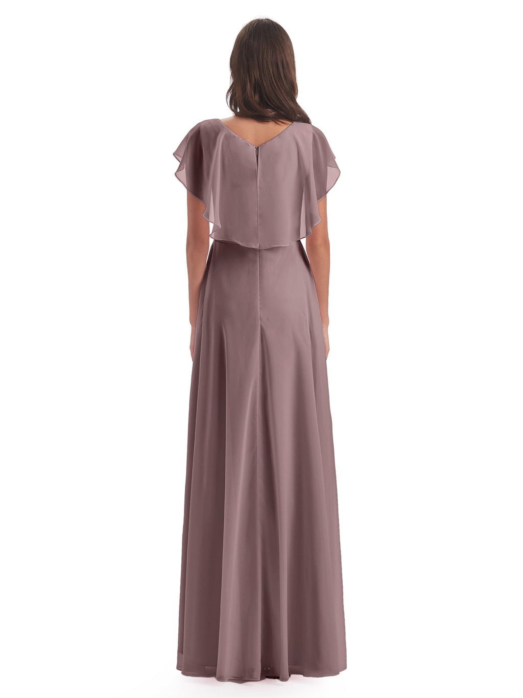 Paityn Sheath V-neck Ruffles Chiffon Long Bridesmaid Dresses