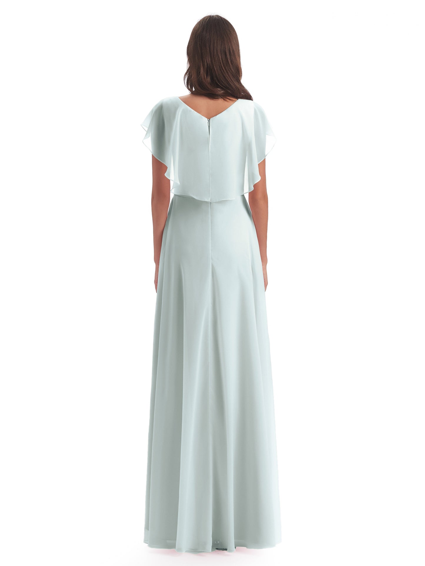 Paityn Sheath V-neck Ruffles Chiffon Long Bridesmaid Dresses