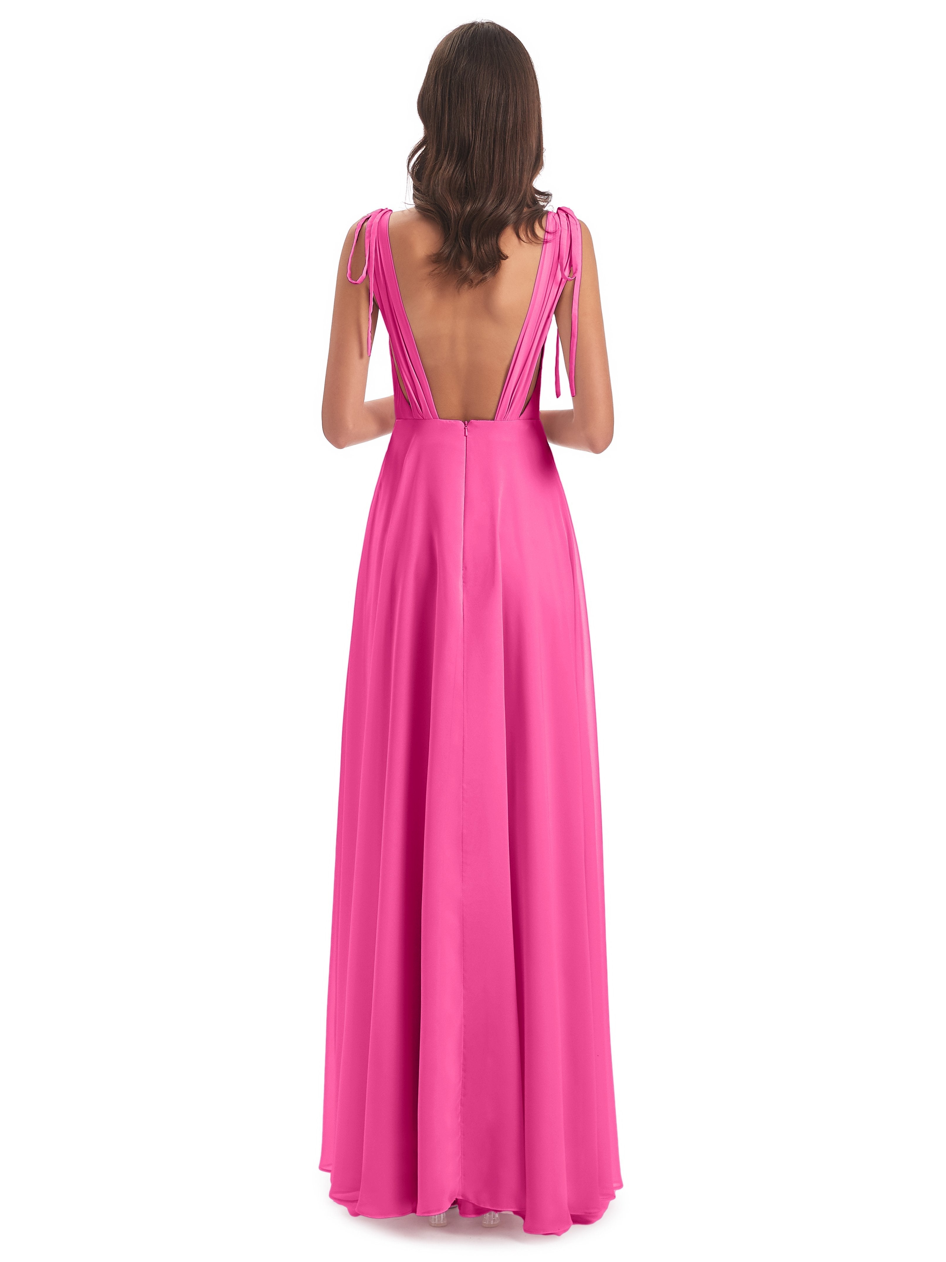 Reagan Floor Length V-neck Chiffon Bridesmaid Dresses