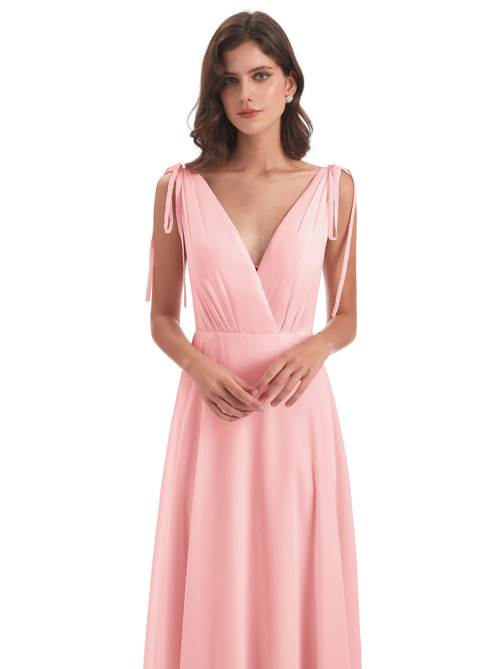Reagan Floor Length V-neck Chiffon Bridesmaid Dresses