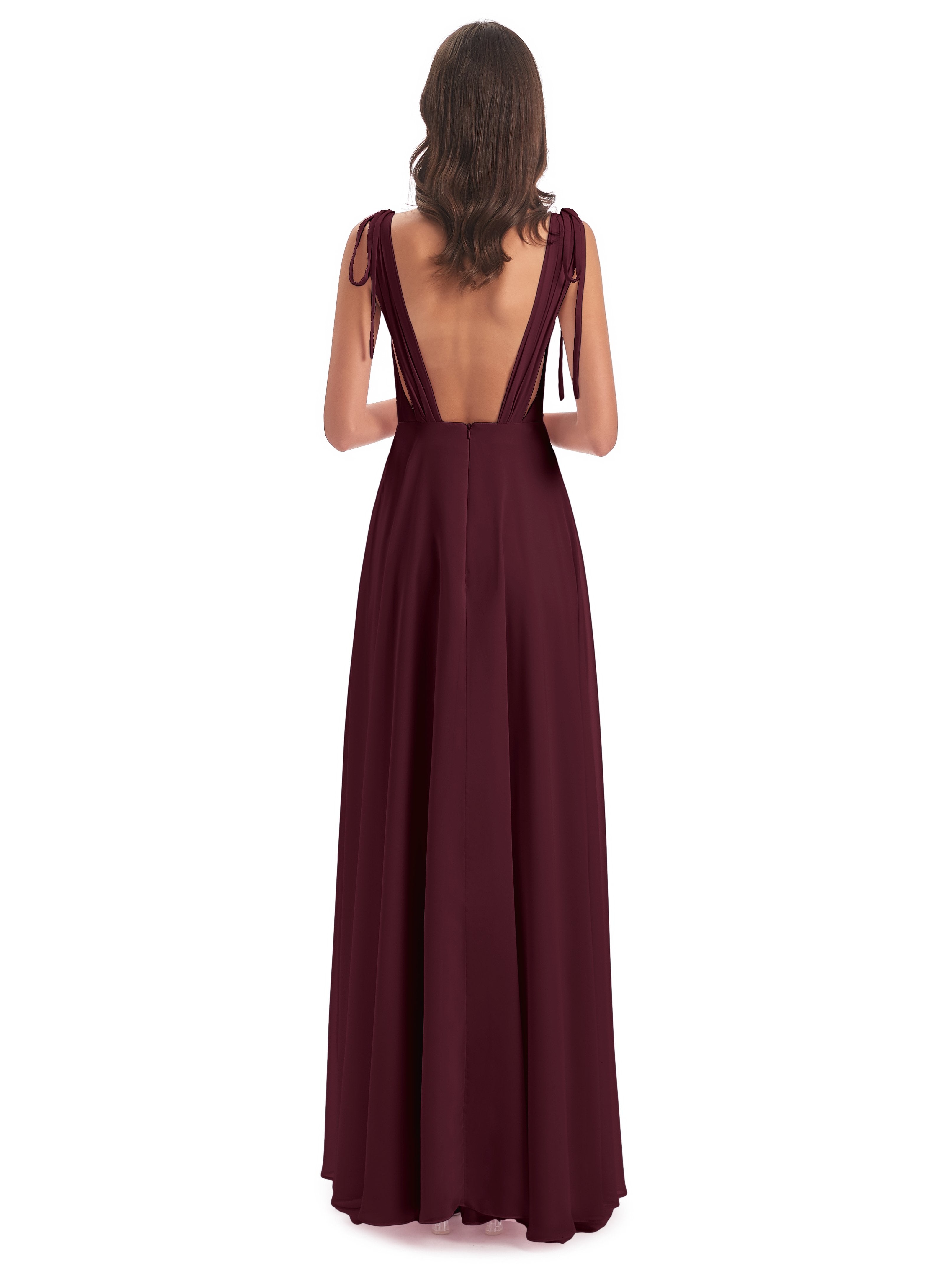 Reagan Floor Length V-neck Chiffon Bridesmaid Dresses