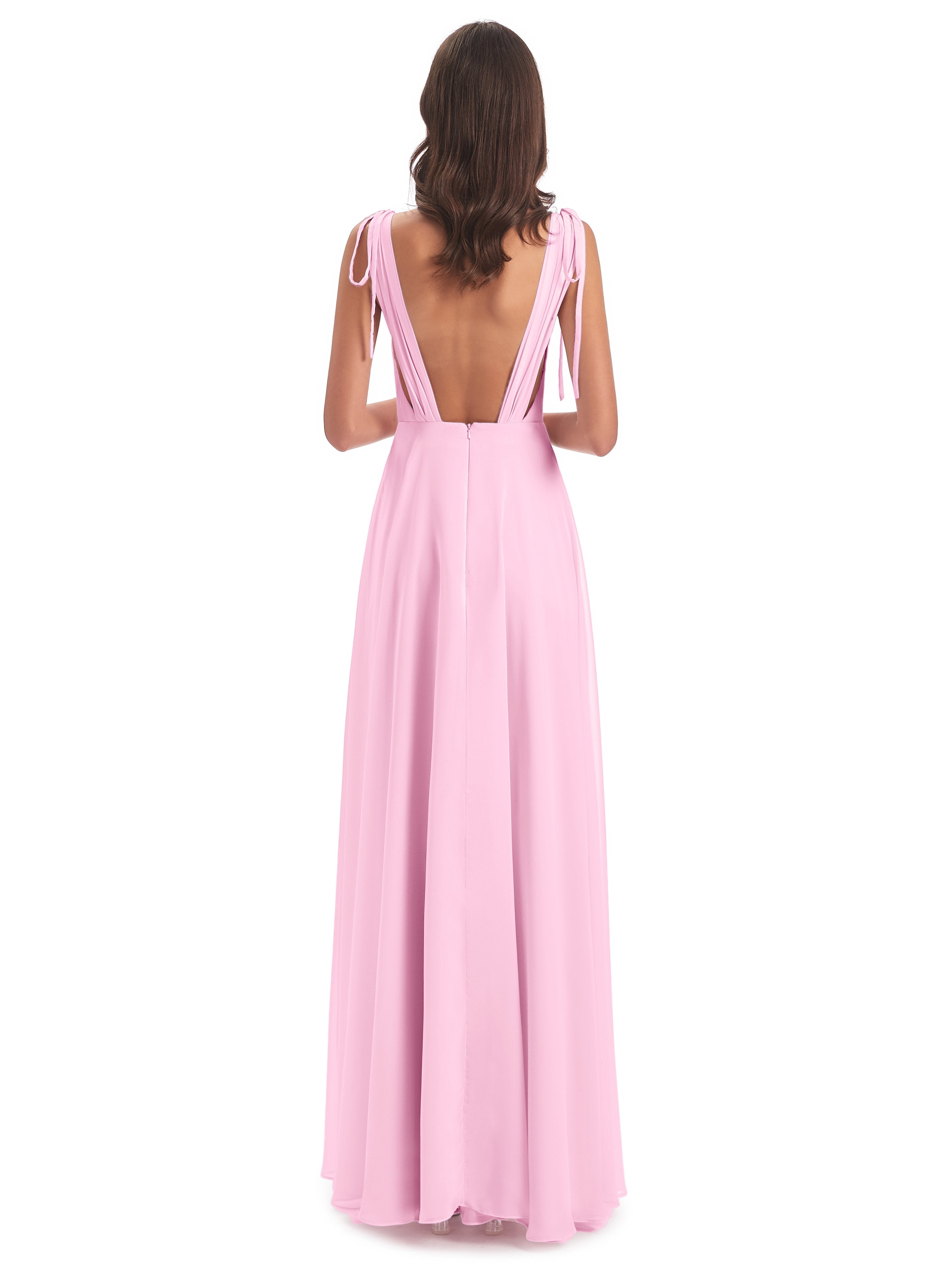 Reagan Floor Length V-neck Chiffon Bridesmaid Dresses