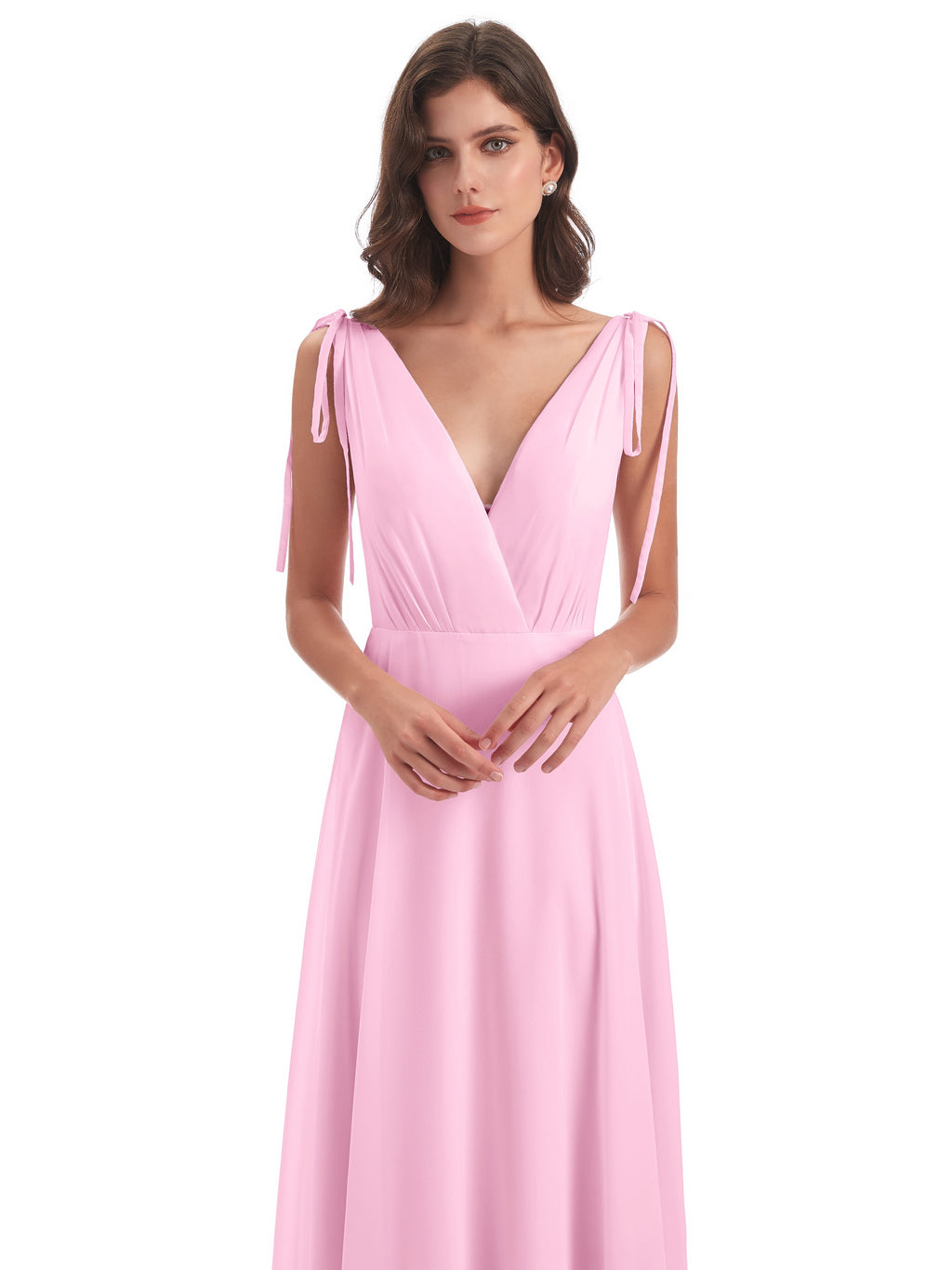 Reagan Floor Length V-neck Chiffon Bridesmaid Dresses