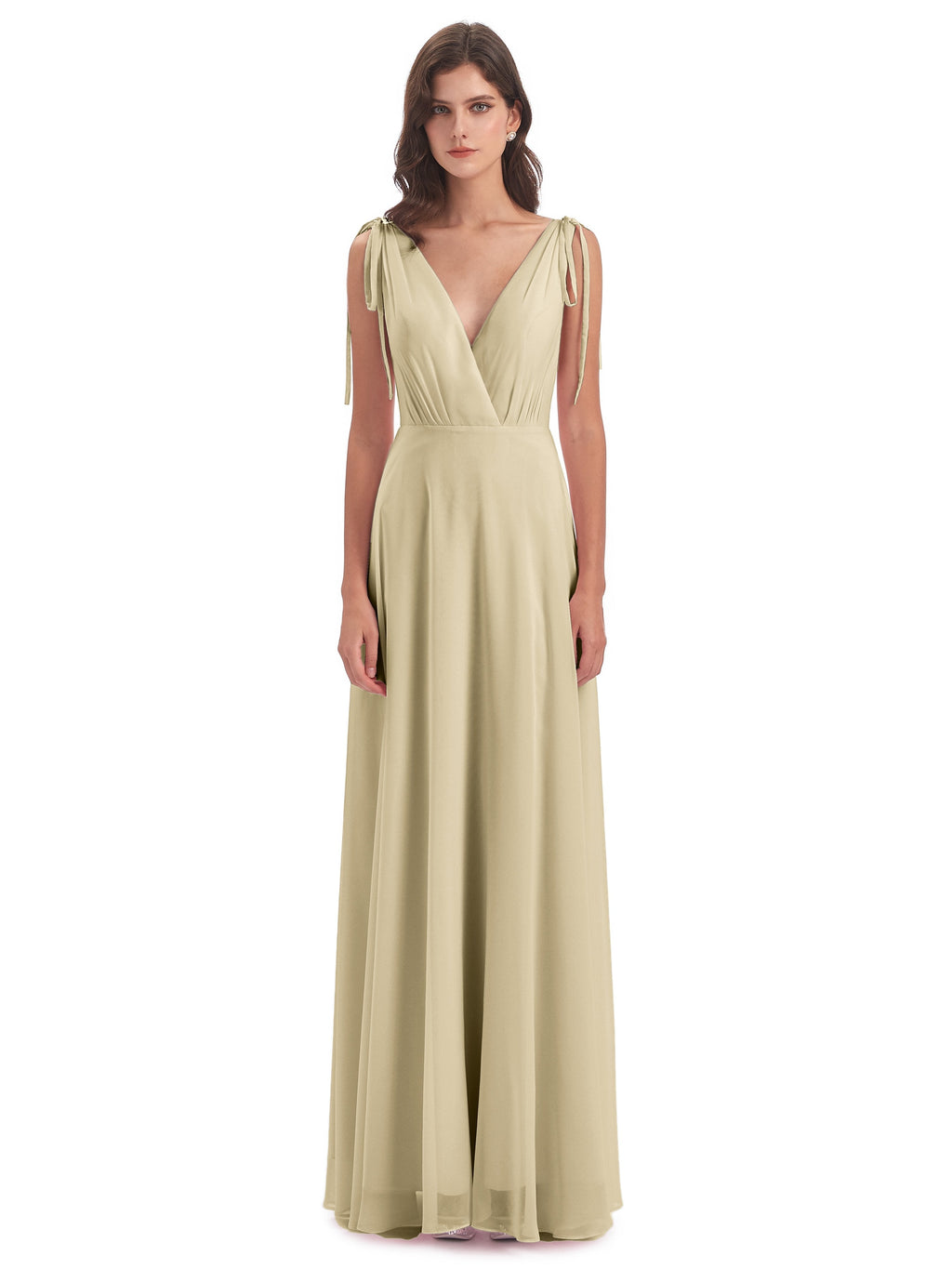 Reagan Floor Length V-neck Chiffon Bridesmaid Dresses