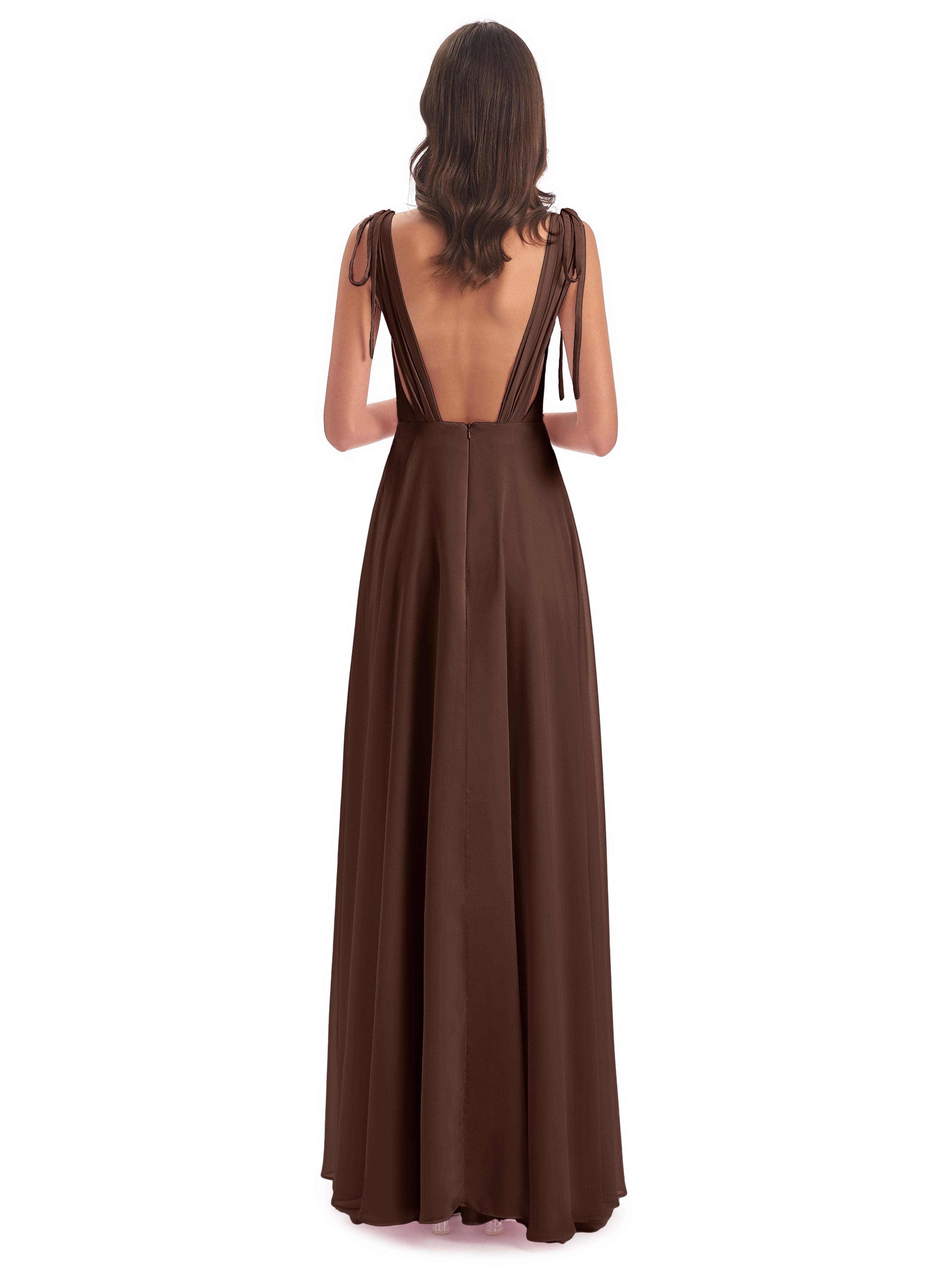 Reagan Floor Length V-neck Chiffon Bridesmaid Dresses