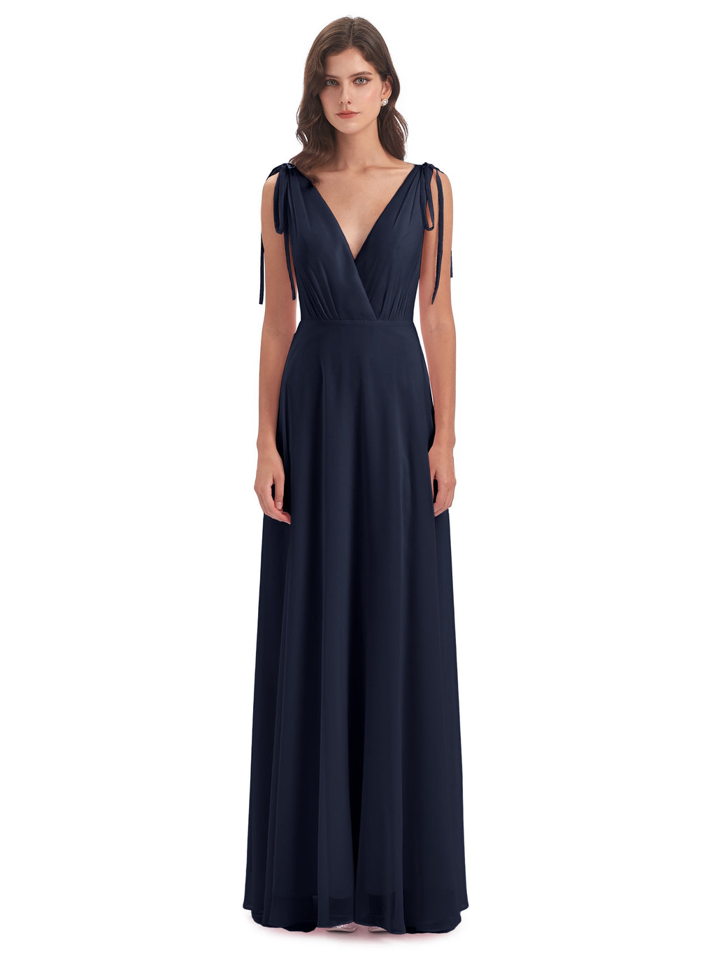 Reagan Floor Length V-neck Chiffon Bridesmaid Dresses