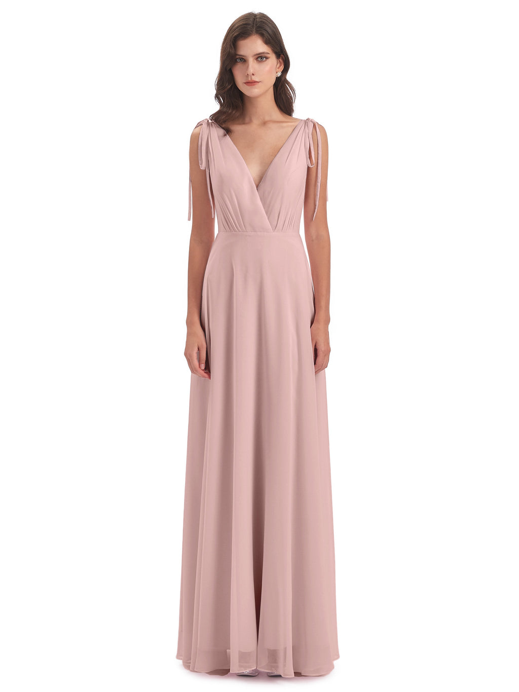 Reagan Floor Length V-neck Chiffon Bridesmaid Dresses