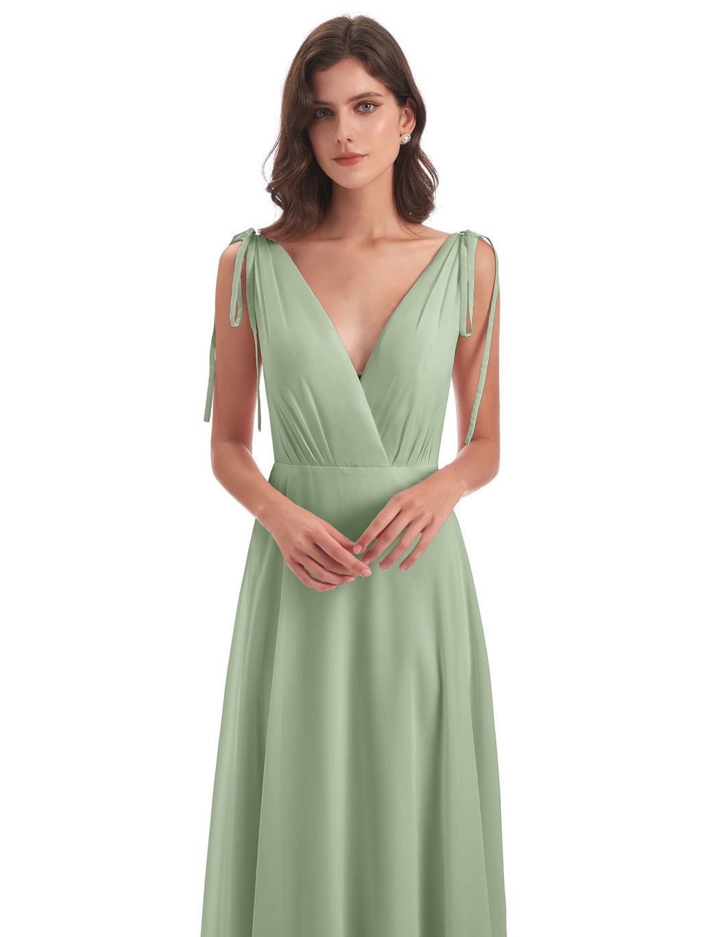Reagan Floor Length V-neck Chiffon Bridesmaid Dresses