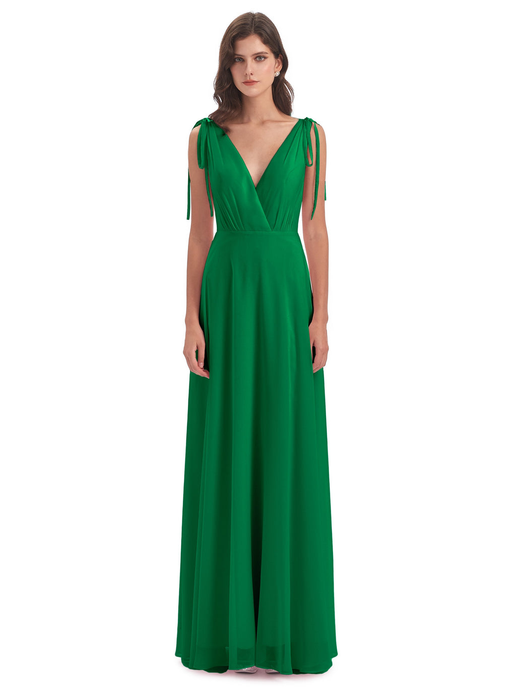 Reagan Floor Length V-neck Chiffon Bridesmaid Dresses