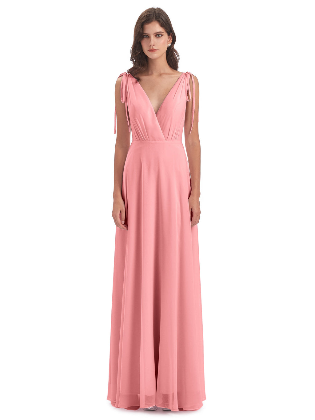 Reagan Floor Length V-neck Chiffon Bridesmaid Dresses