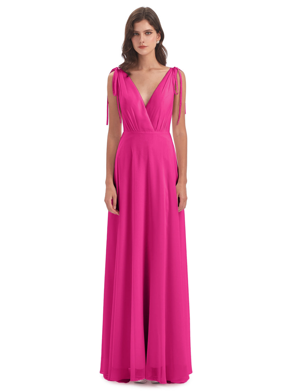 Reagan Floor Length V-neck Chiffon Bridesmaid Dresses