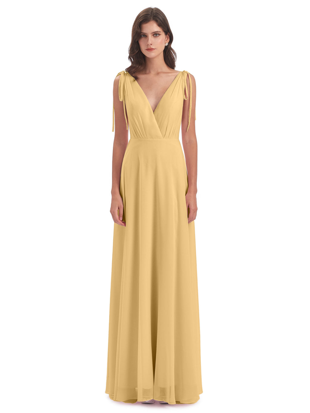 Reagan Floor Length V-neck Chiffon Bridesmaid Dresses