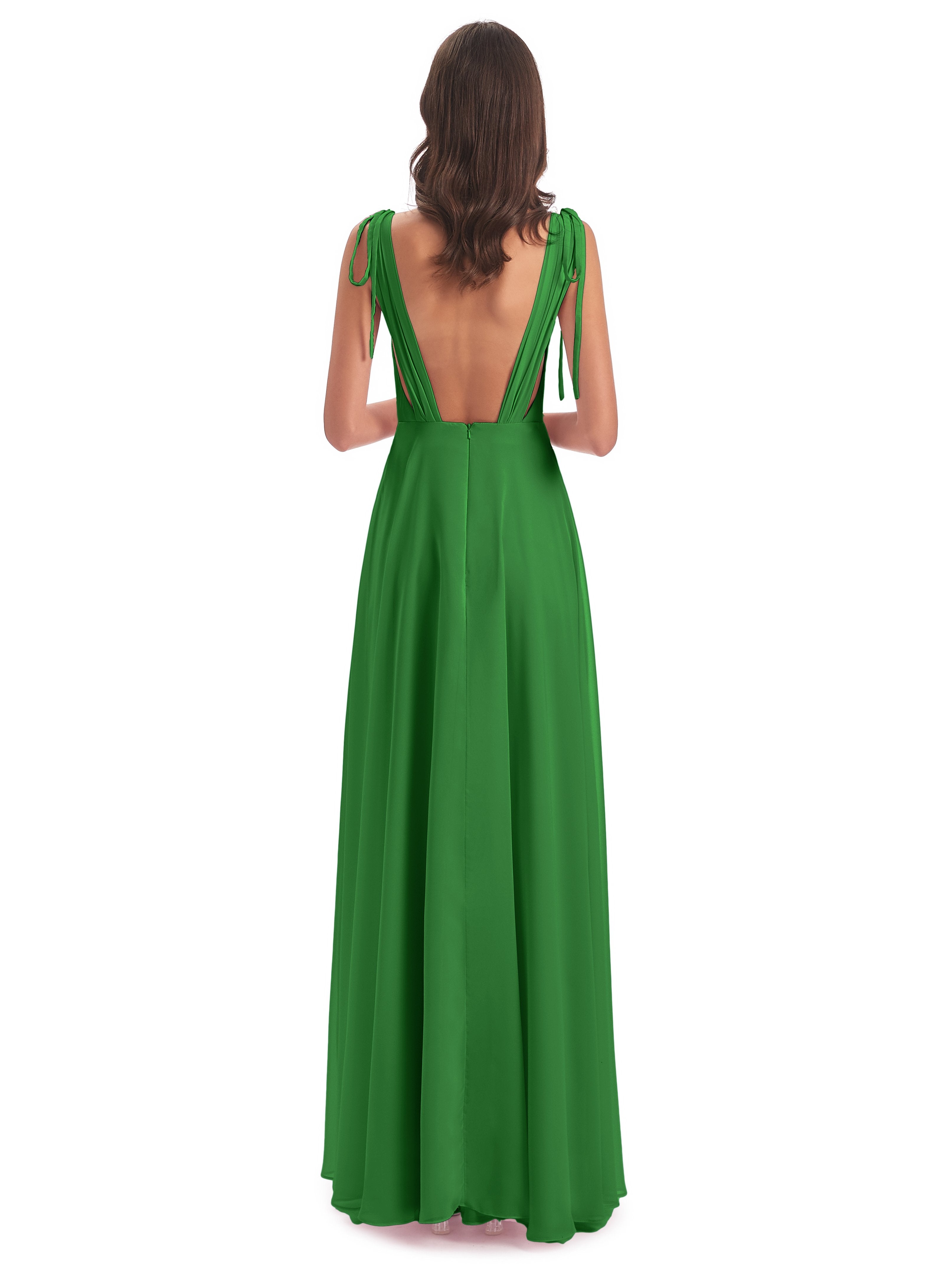 Reagan Floor Length V-neck Chiffon Bridesmaid Dresses