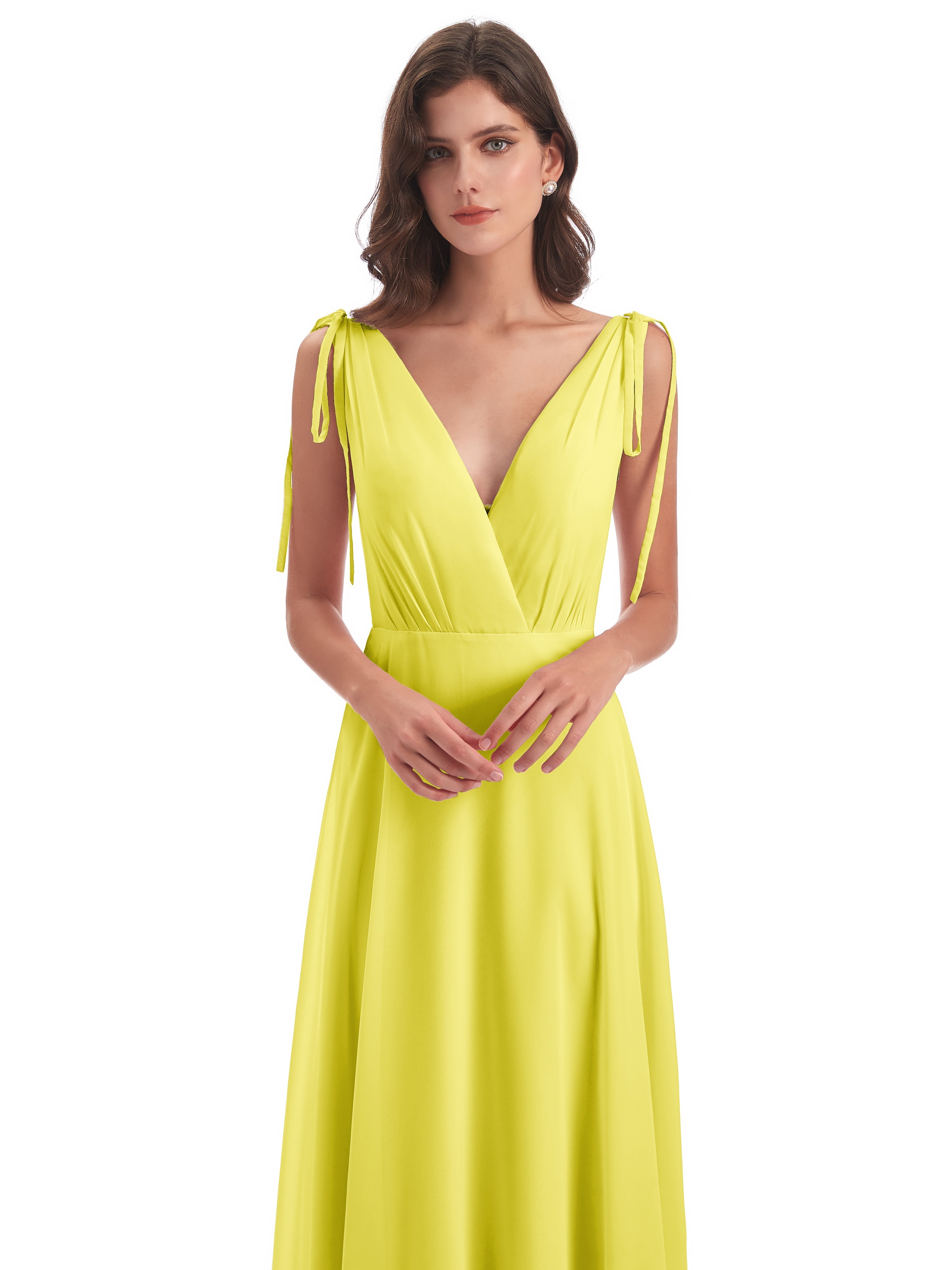 Reagan Floor Length V-neck Chiffon Bridesmaid Dresses