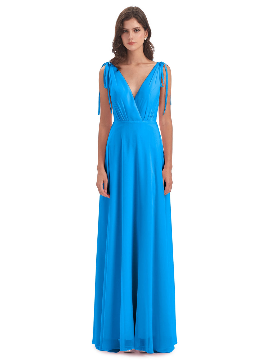 Reagan Floor Length V-neck Chiffon Bridesmaid Dresses