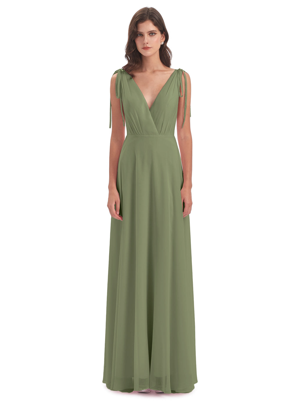 Reagan Floor Length V-neck Chiffon Bridesmaid Dresses