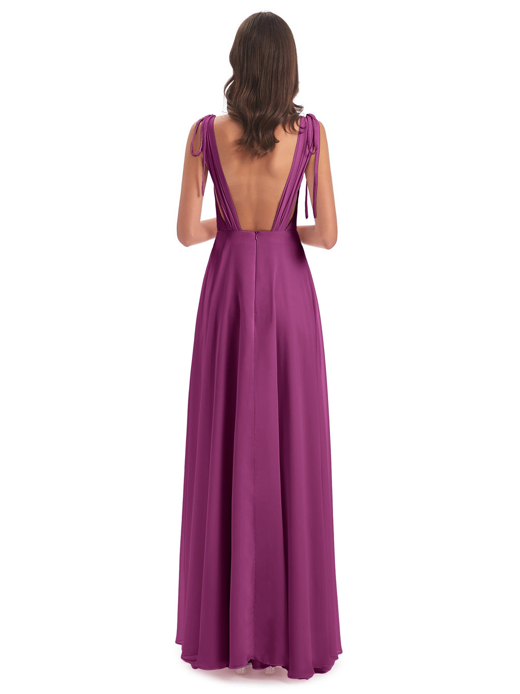 Reagan Floor Length V-neck Chiffon Bridesmaid Dresses