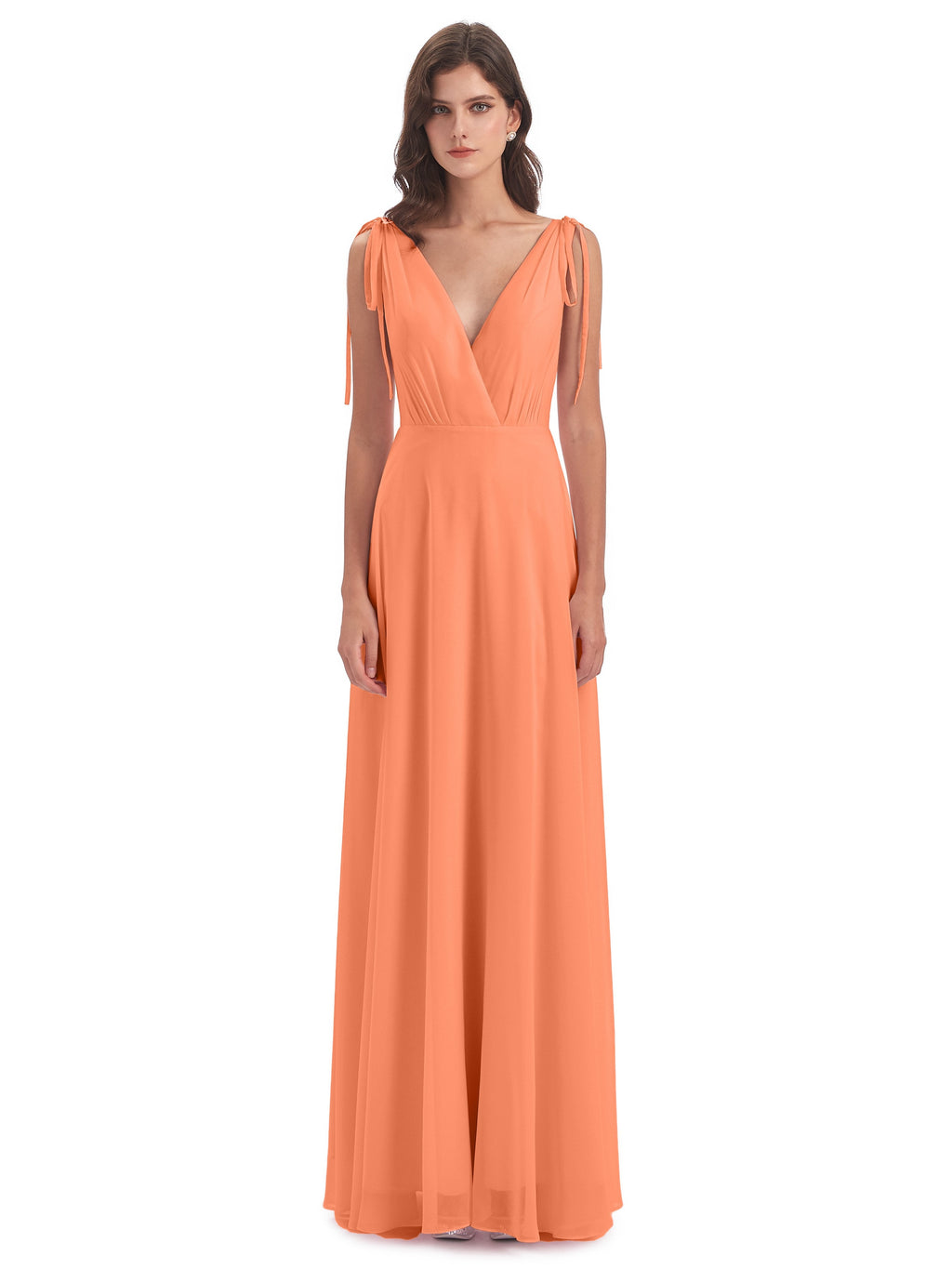 Reagan Floor Length V-neck Chiffon Bridesmaid Dresses