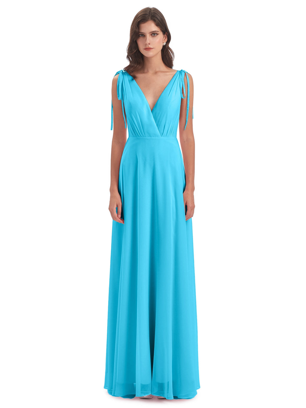 Reagan Floor Length V-neck Chiffon Bridesmaid Dresses
