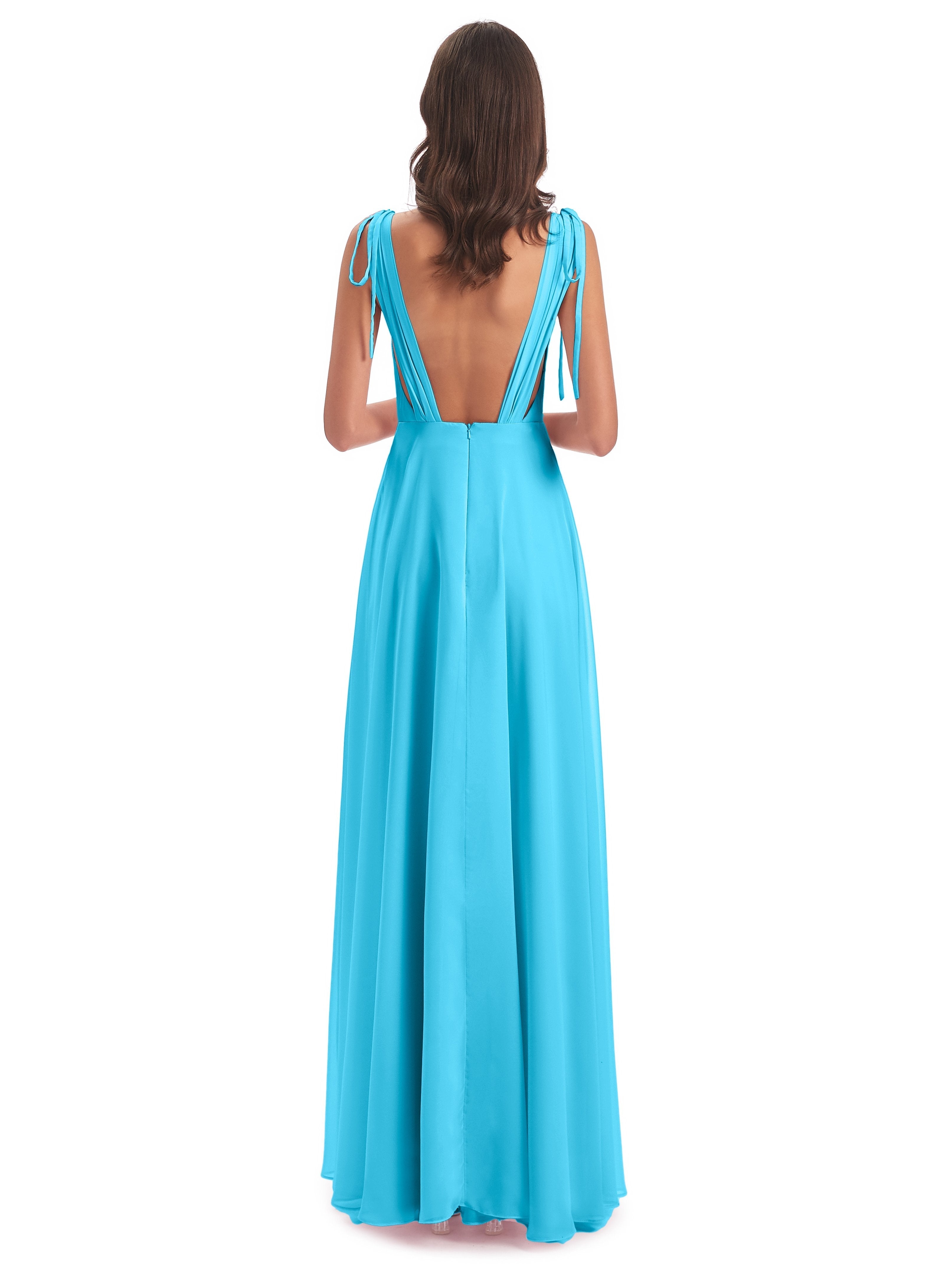 Reagan Floor Length V-neck Chiffon Bridesmaid Dresses