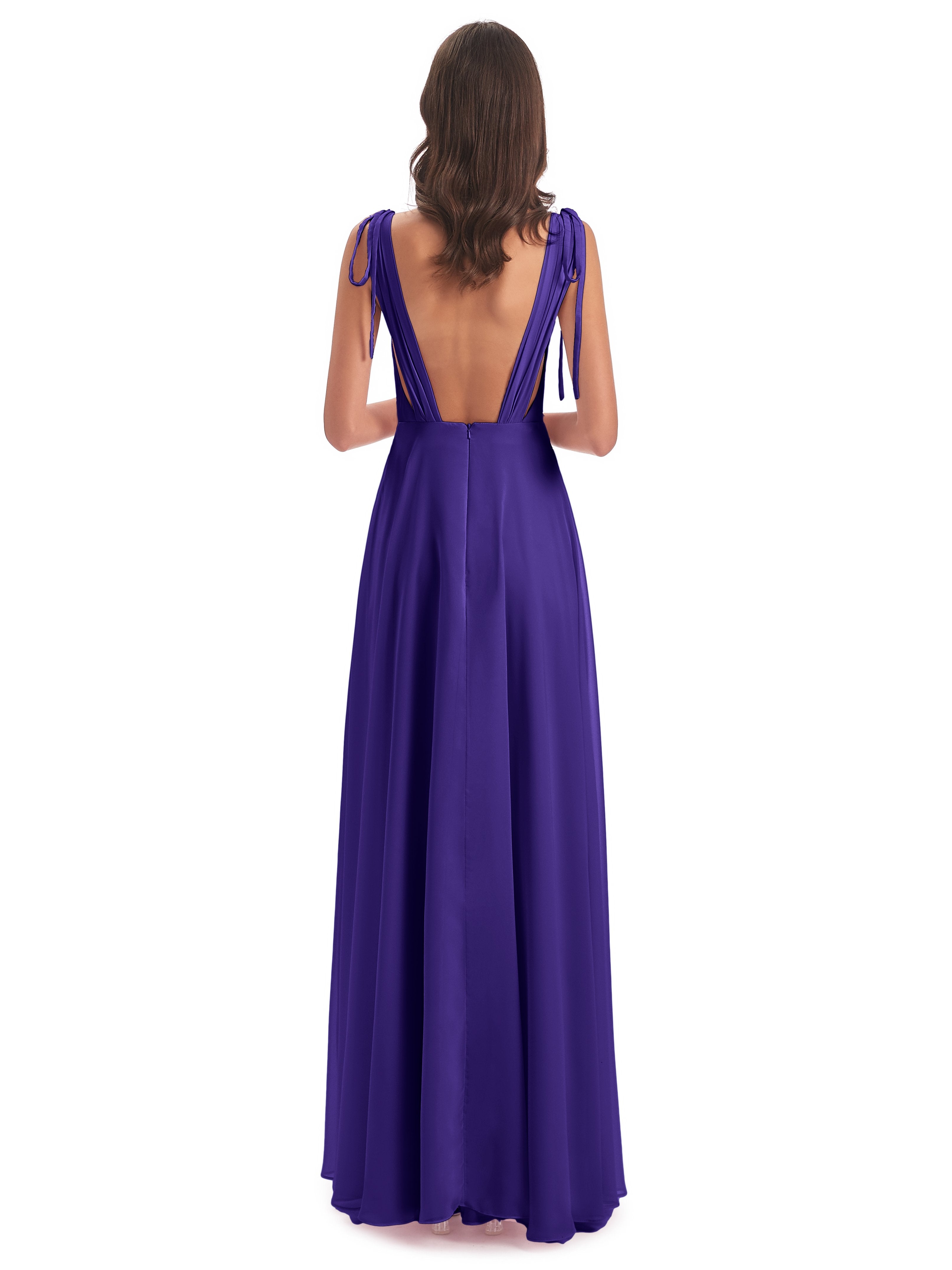 Reagan Floor Length V-neck Chiffon Bridesmaid Dresses