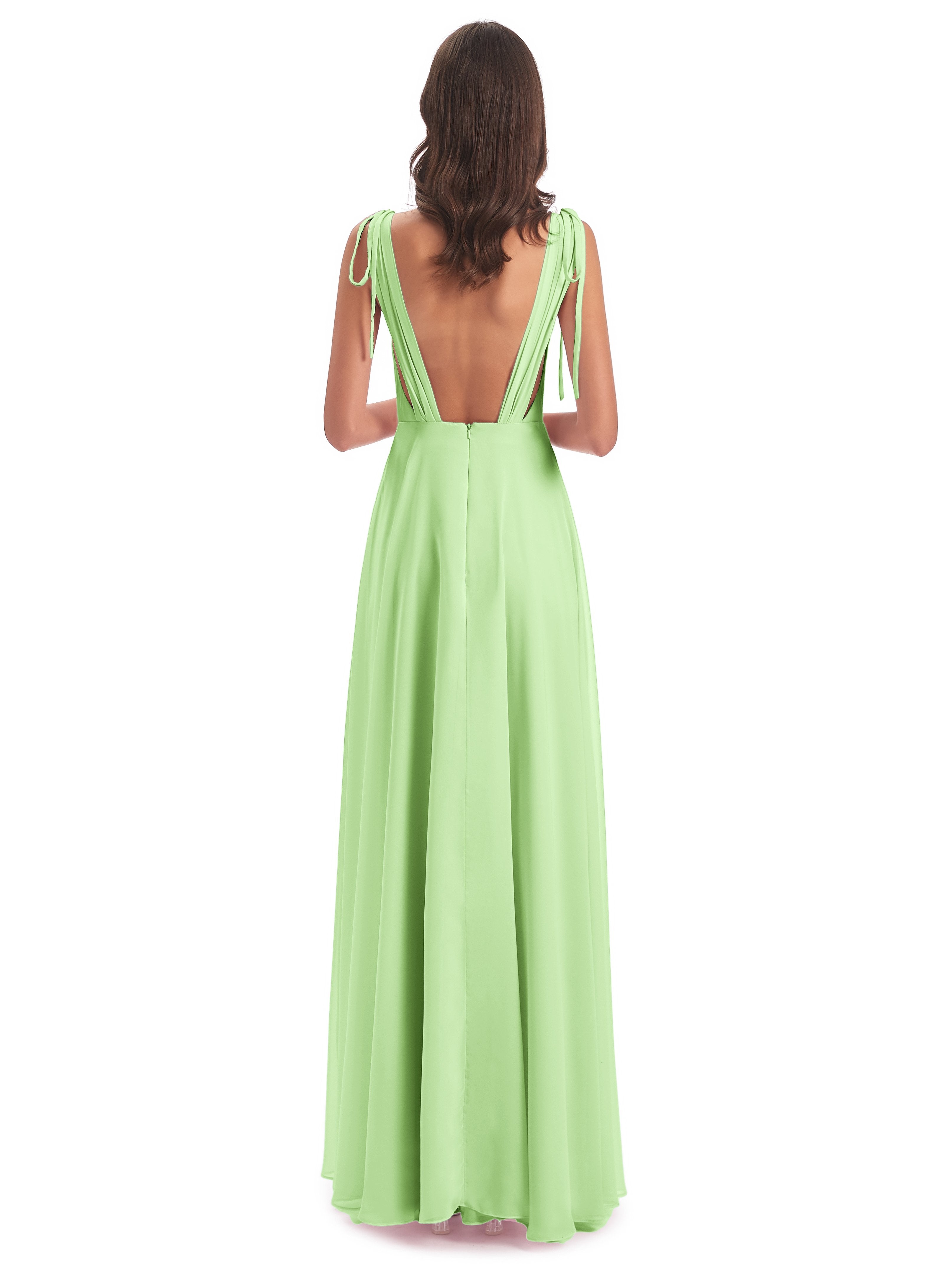 Reagan Floor Length V-neck Chiffon Bridesmaid Dresses