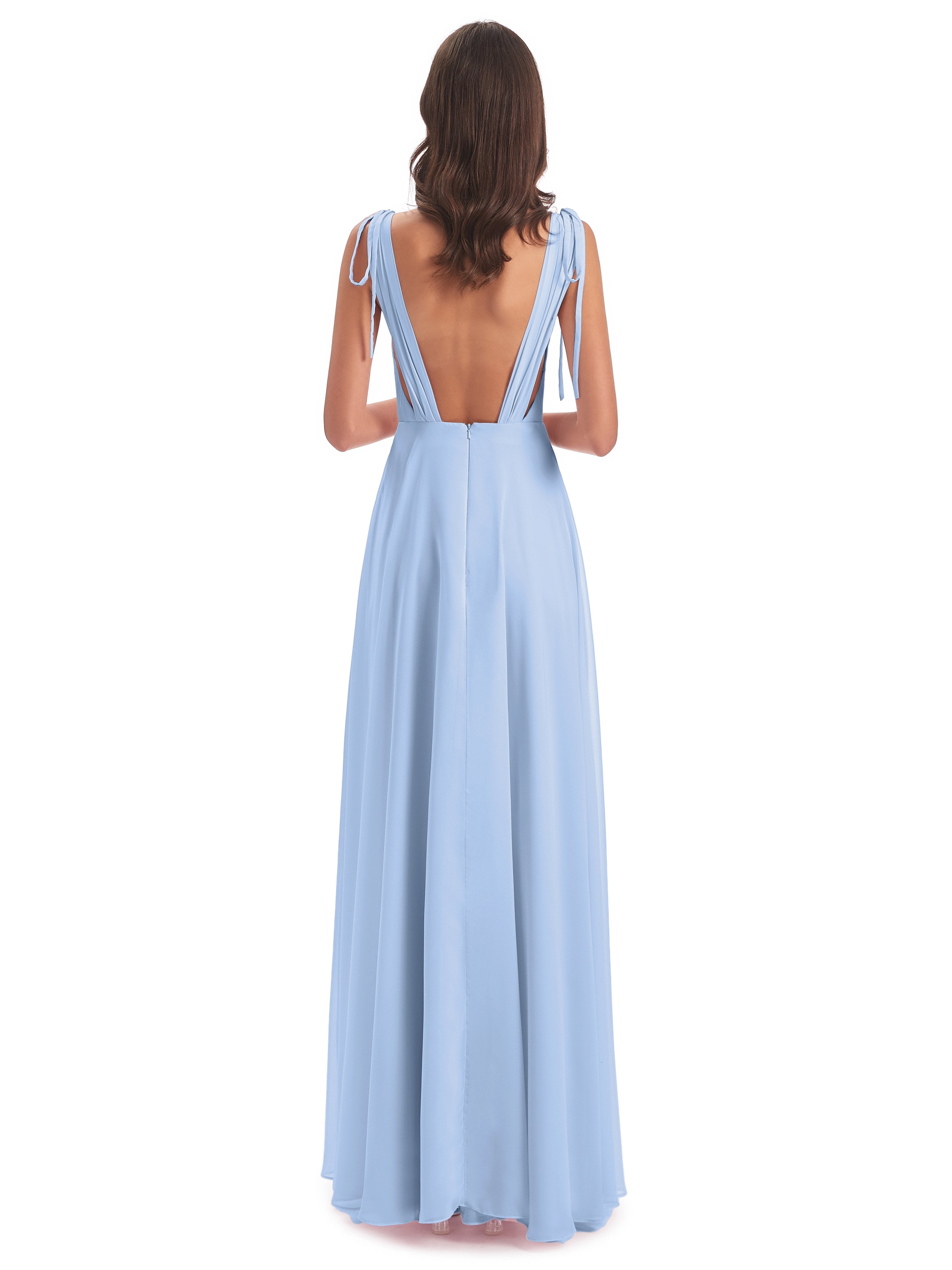 Reagan Floor Length V-neck Chiffon Bridesmaid Dresses