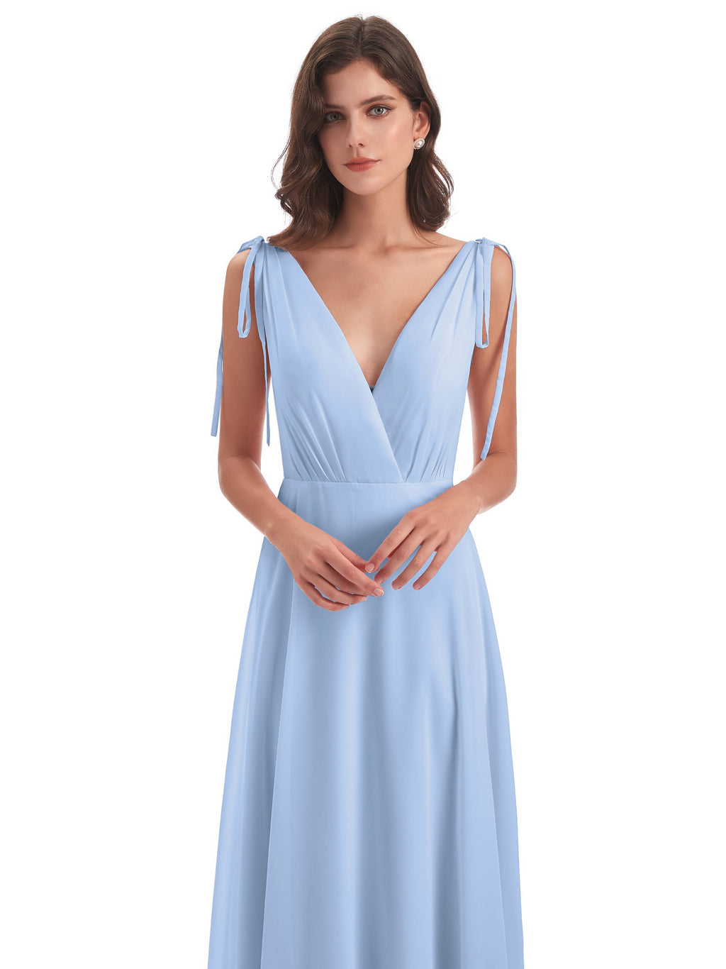Reagan Floor Length V-neck Chiffon Bridesmaid Dresses