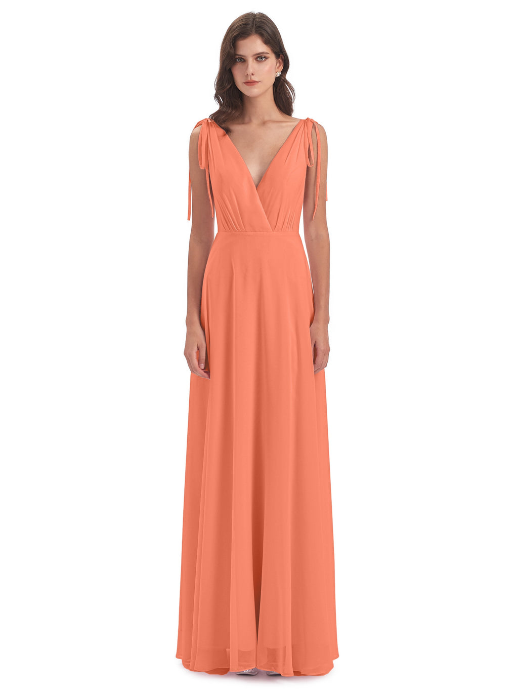 Reagan Floor Length V-neck Chiffon Bridesmaid Dresses