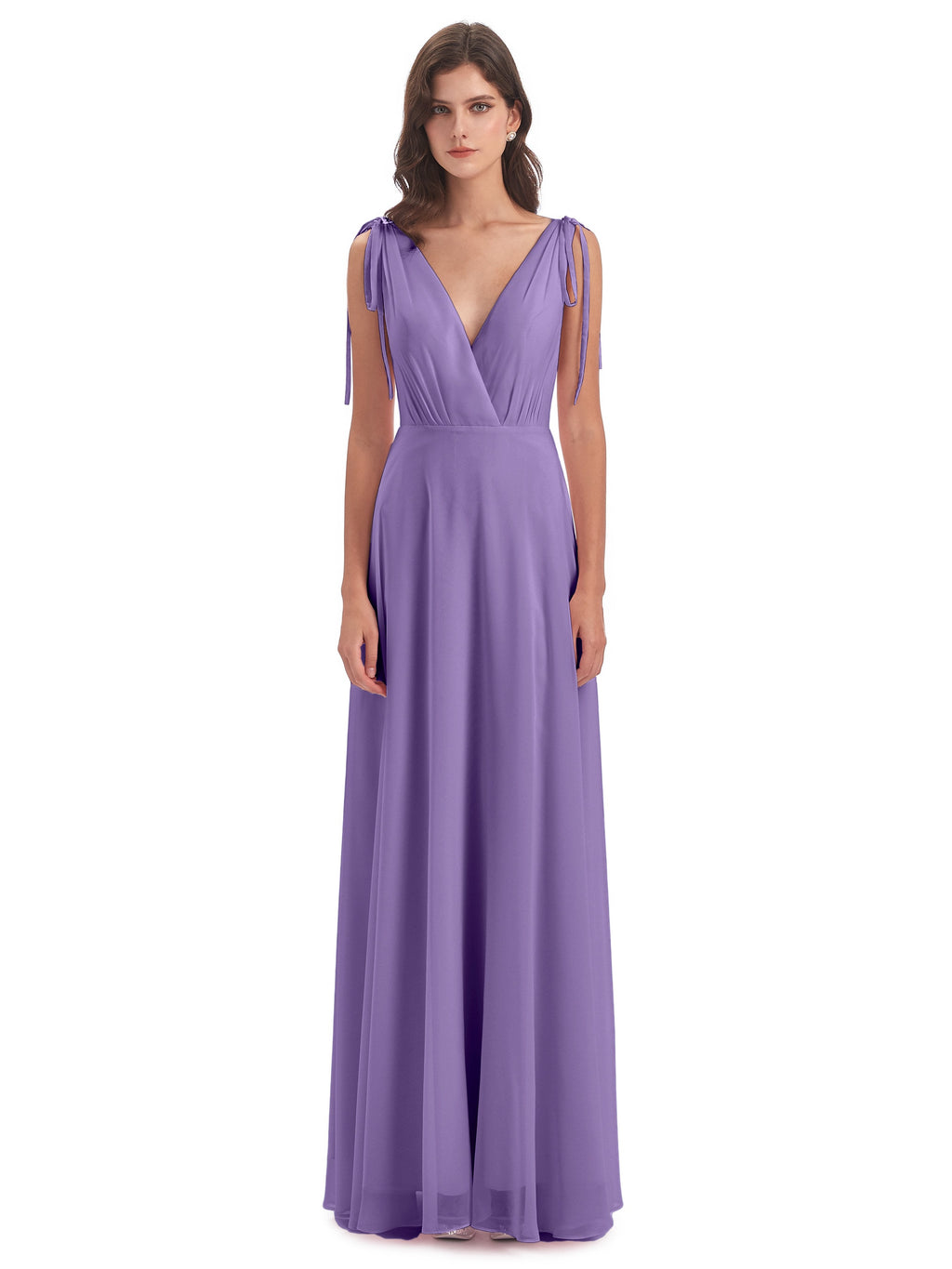 Reagan Floor Length V-neck Chiffon Bridesmaid Dresses
