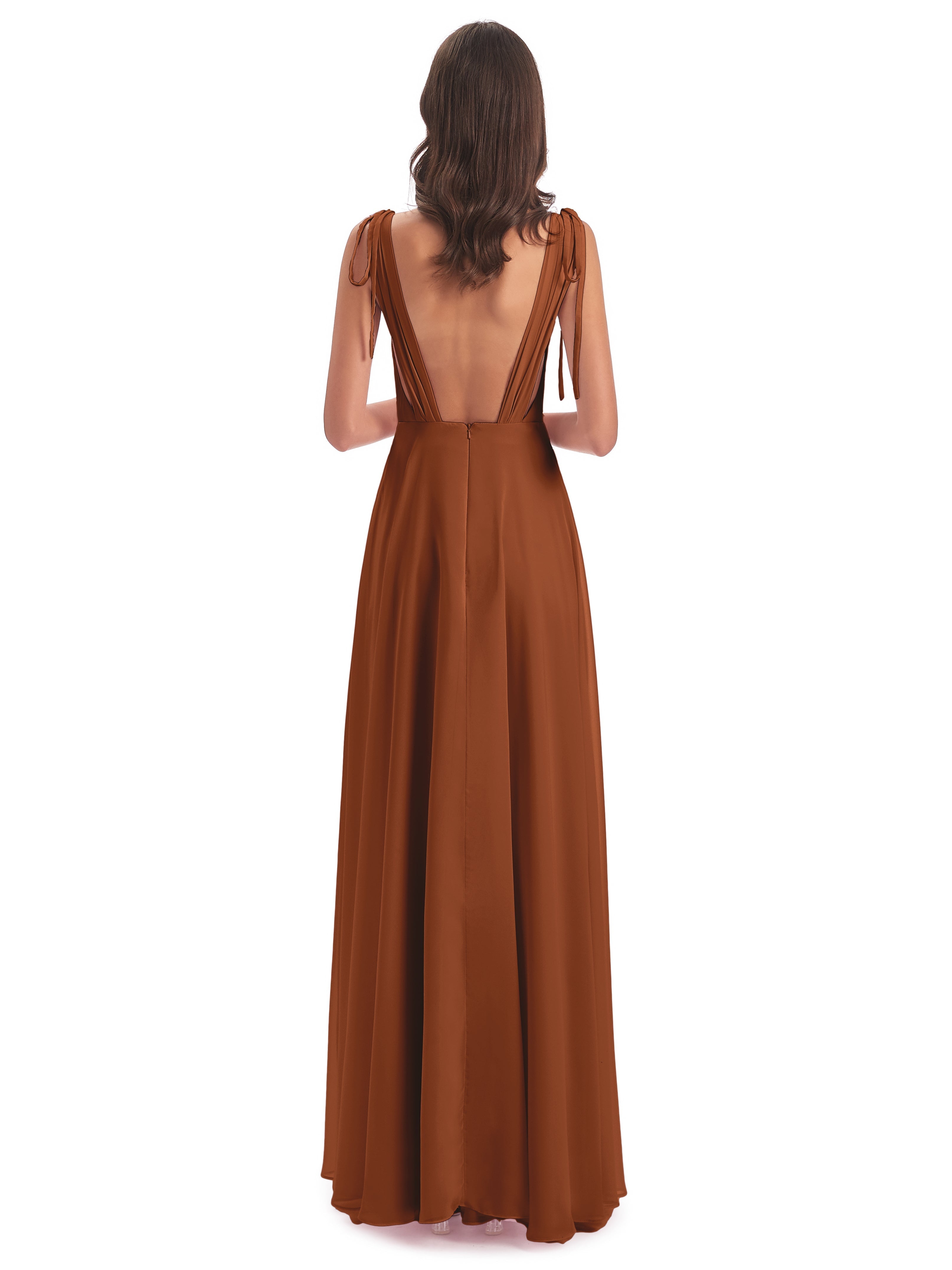 Reagan Floor Length V-neck Chiffon Bridesmaid Dresses