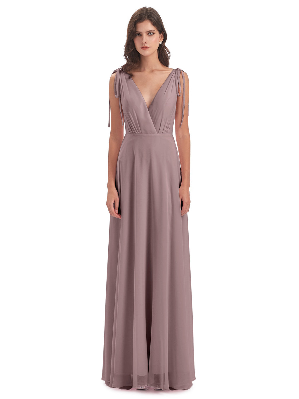 Reagan Floor Length V-neck Chiffon Bridesmaid Dresses