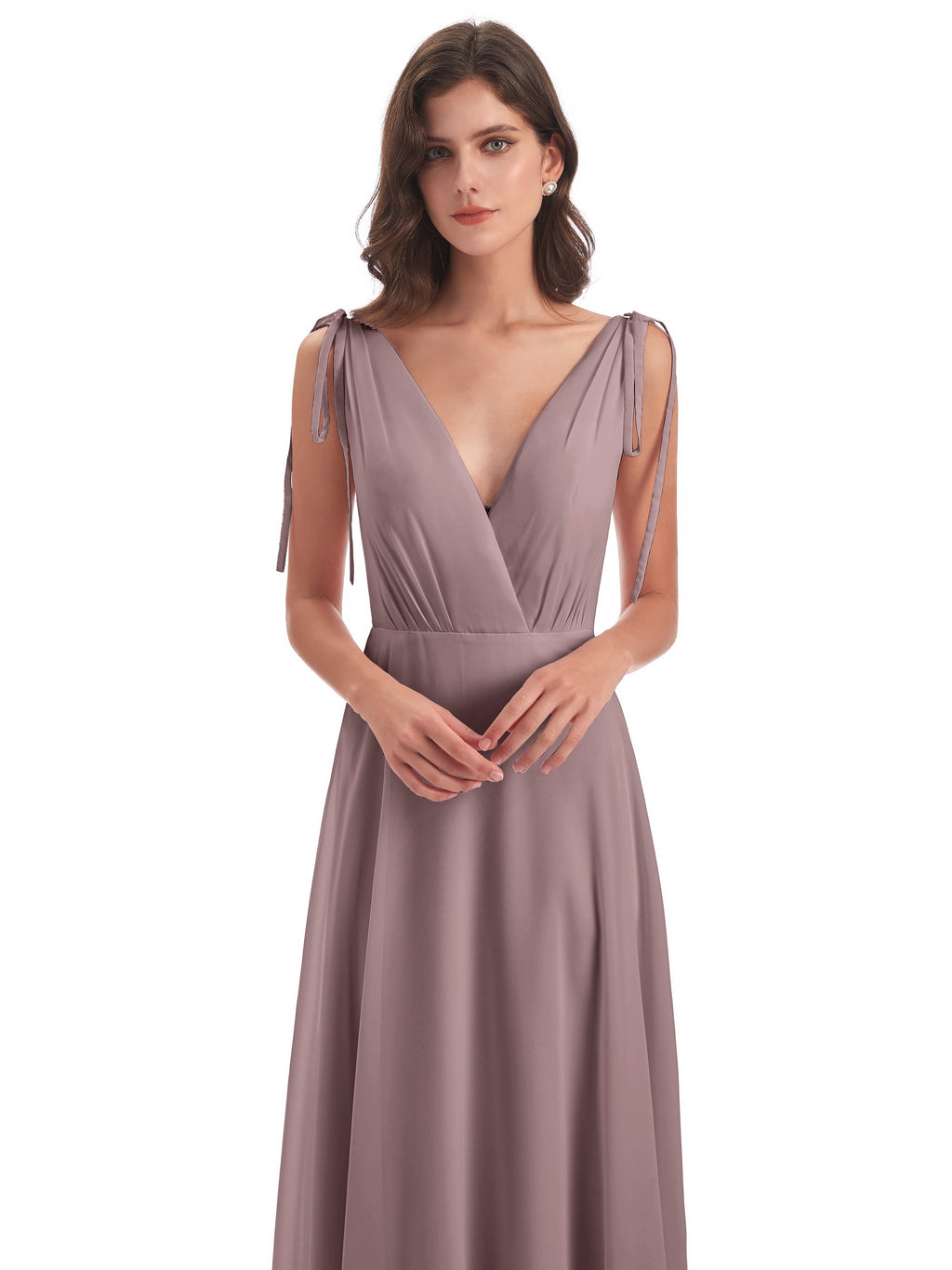 Reagan Floor Length V-neck Chiffon Bridesmaid Dresses