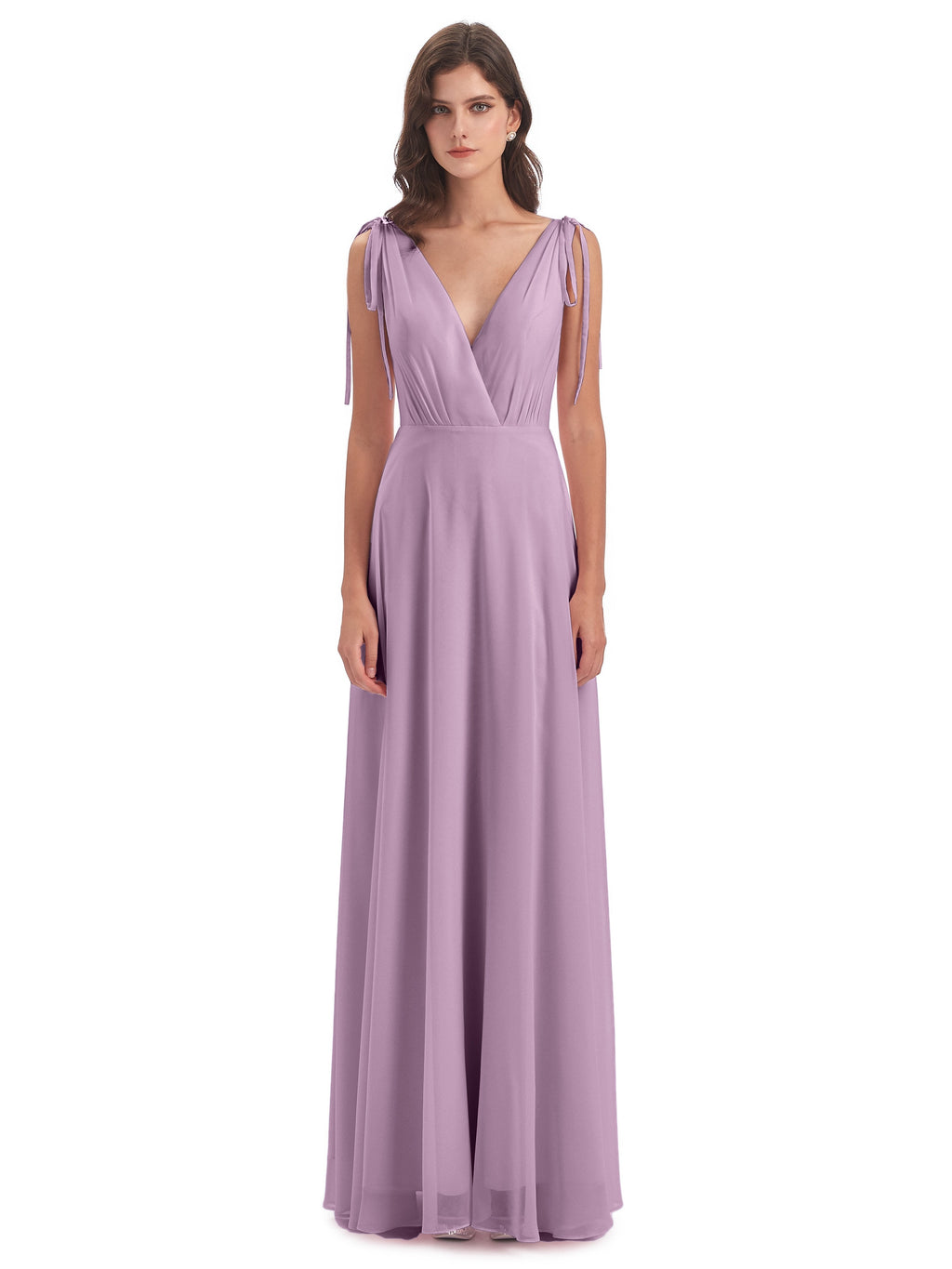 Reagan Floor Length V-neck Chiffon Bridesmaid Dresses