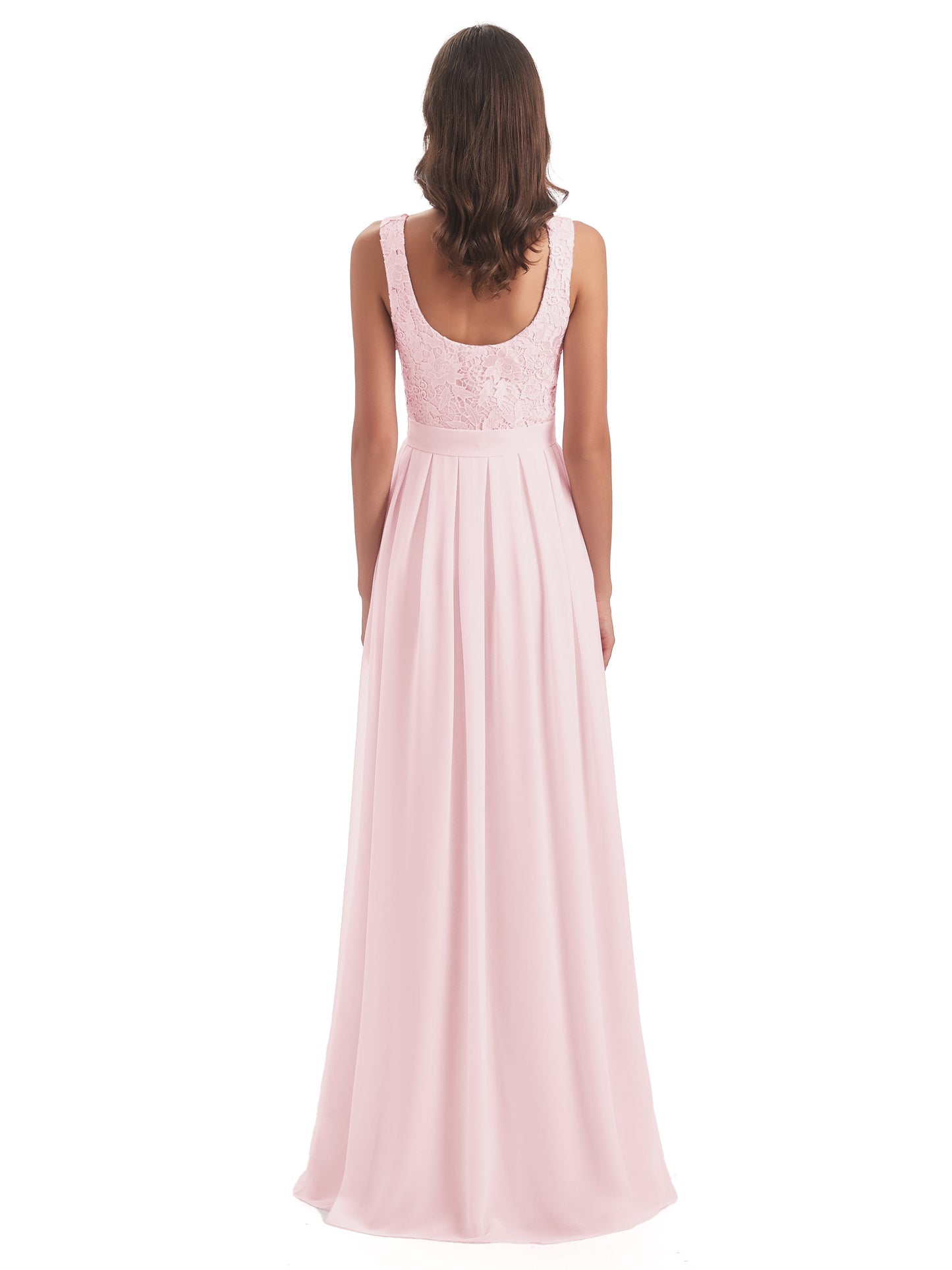 Riya Illusion Open Back Lace Long Bridesmaid Dresses