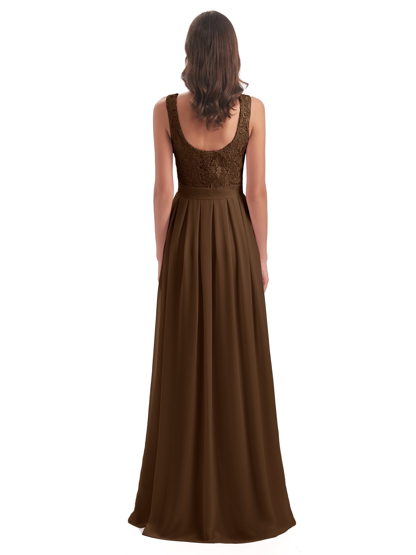 Riya Illusion Open Back Lace Long Bridesmaid Dresses