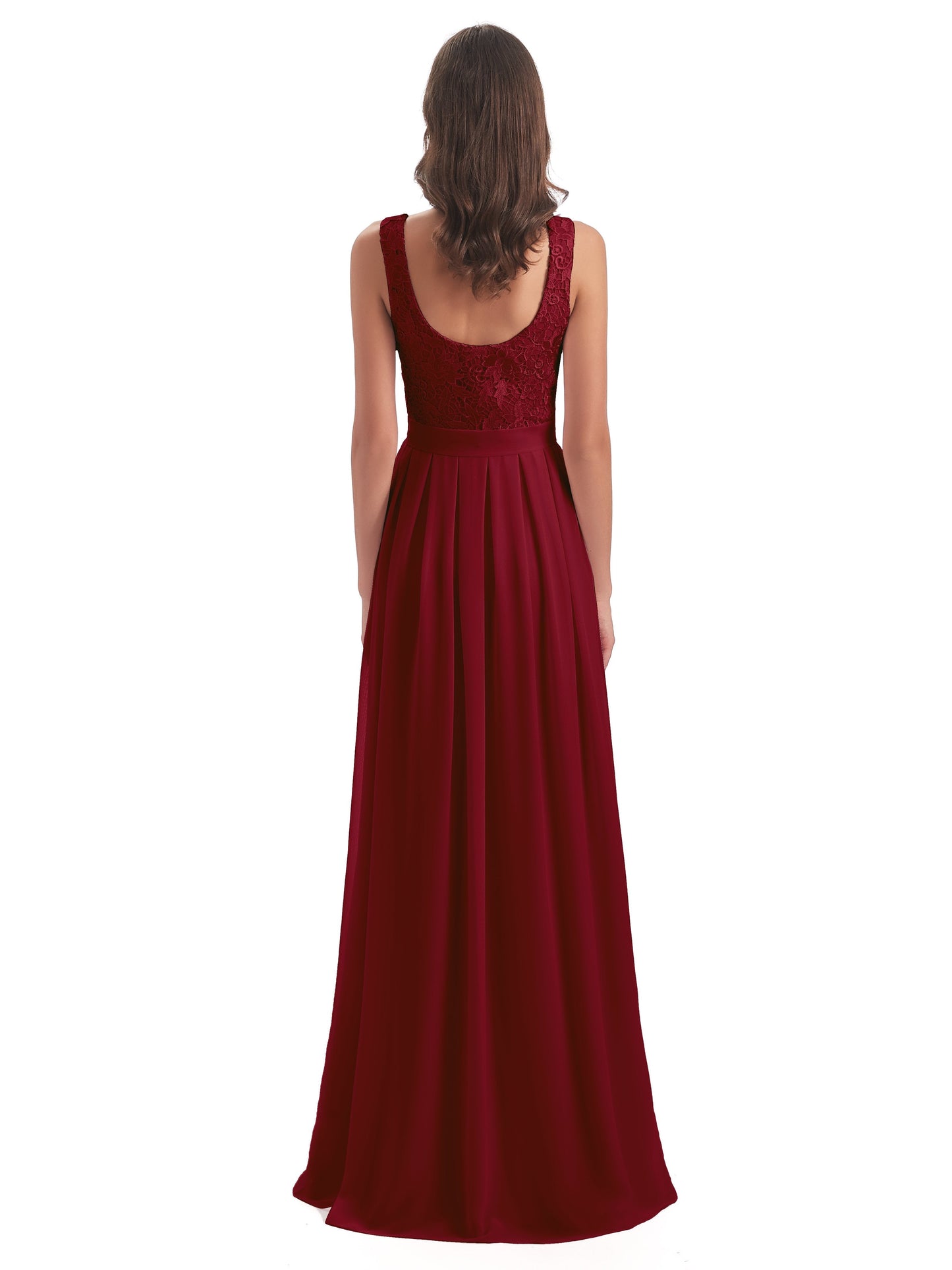 Riya Illusion Open Back Lace Long Bridesmaid Dresses