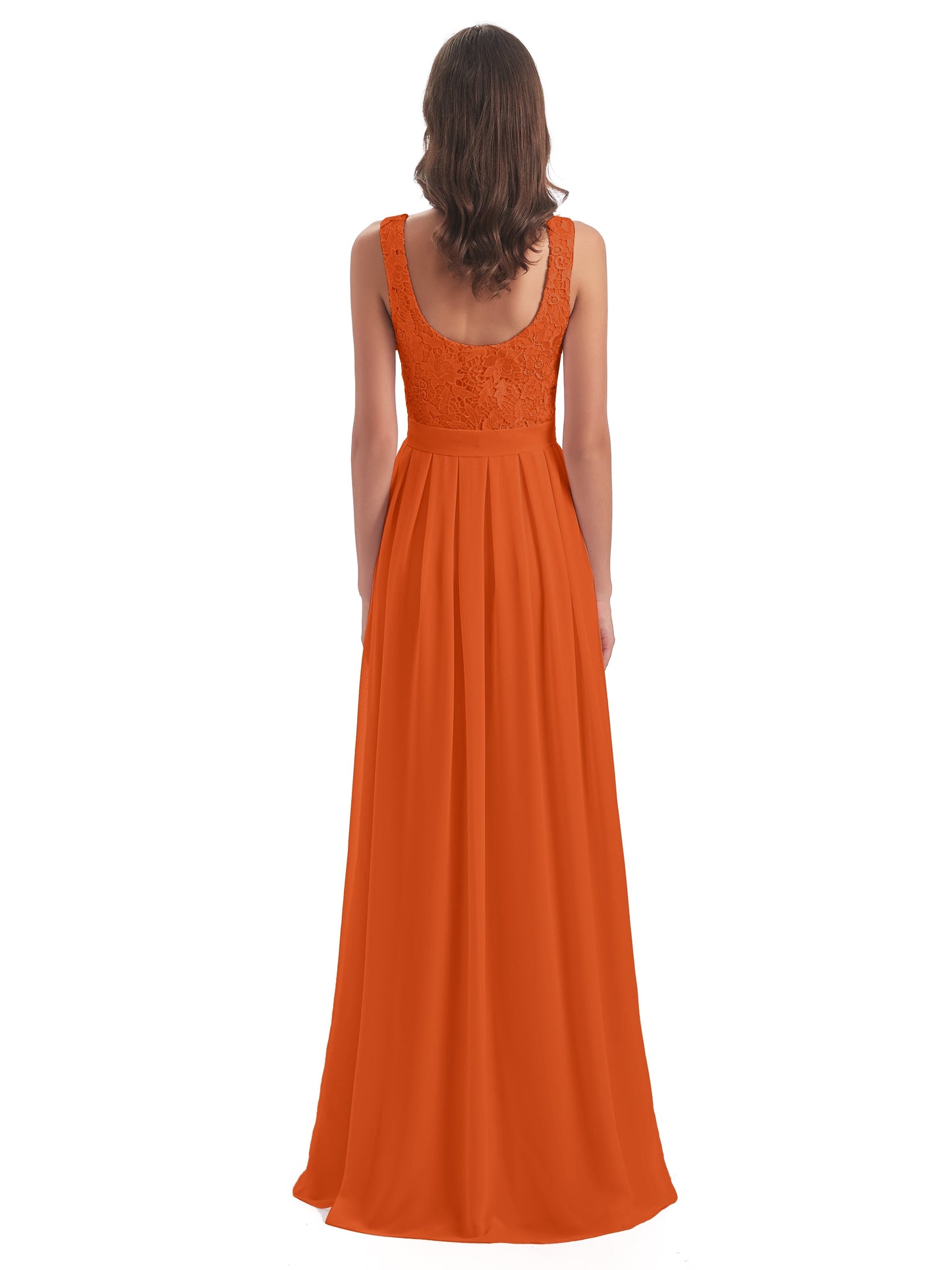 Riya Illusion Open Back Lace Long Bridesmaid Dresses
