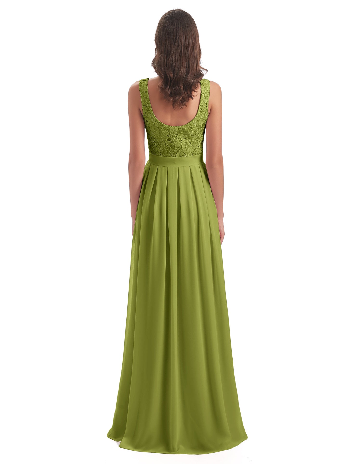Riya Illusion Open Back Lace Long Bridesmaid Dresses