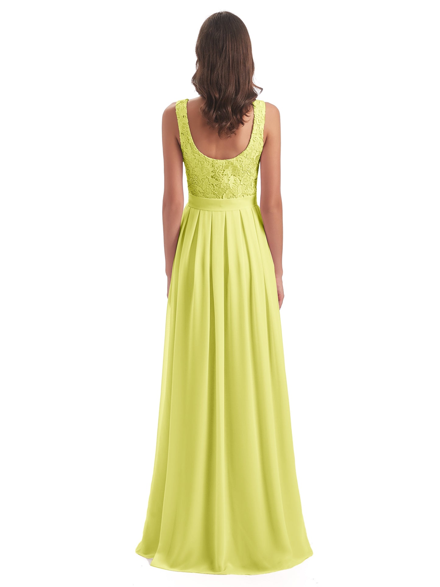 Riya Illusion Open Back Lace Long Bridesmaid Dresses