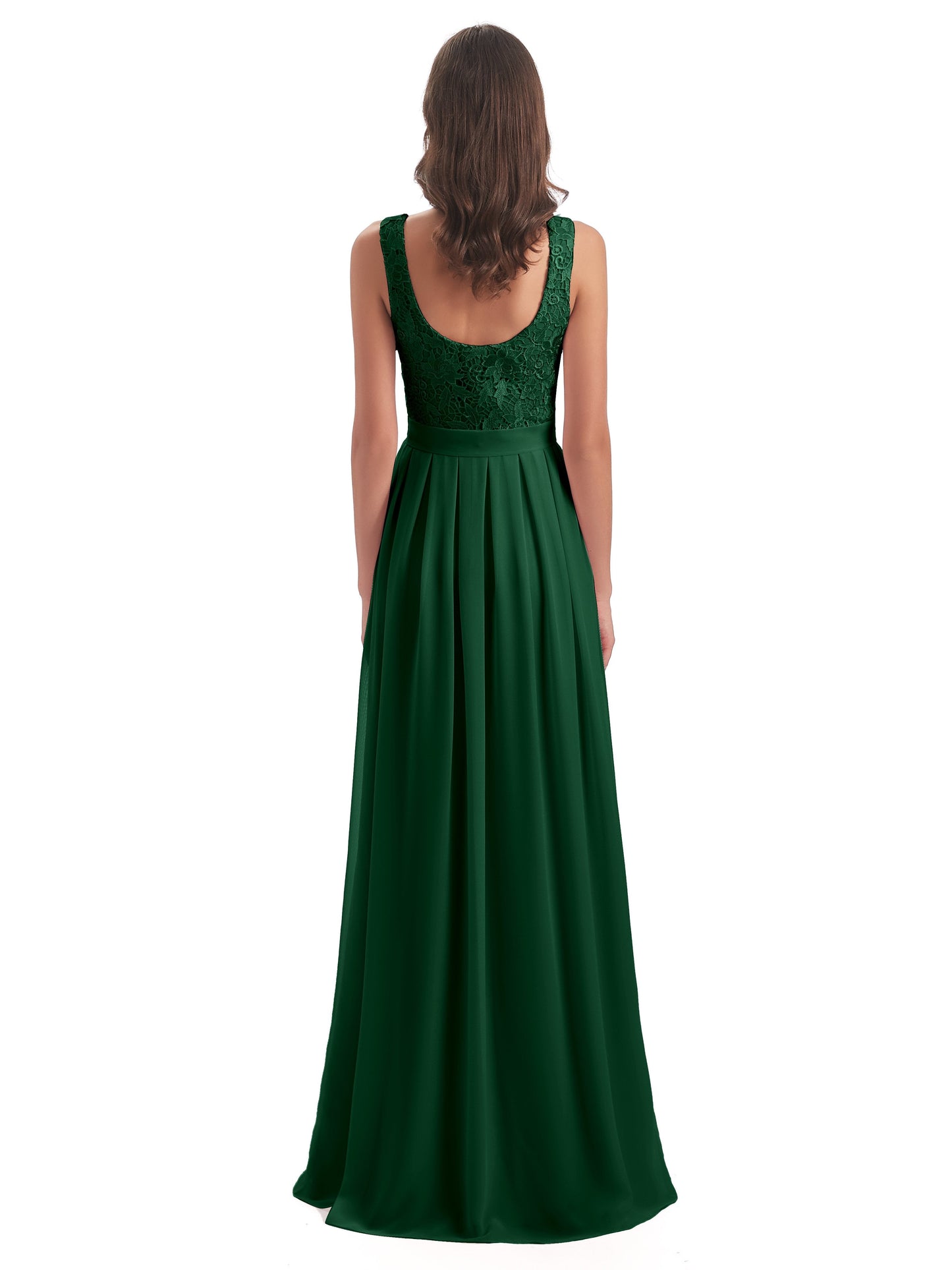 Riya Illusion Open Back Lace Long Bridesmaid Dresses