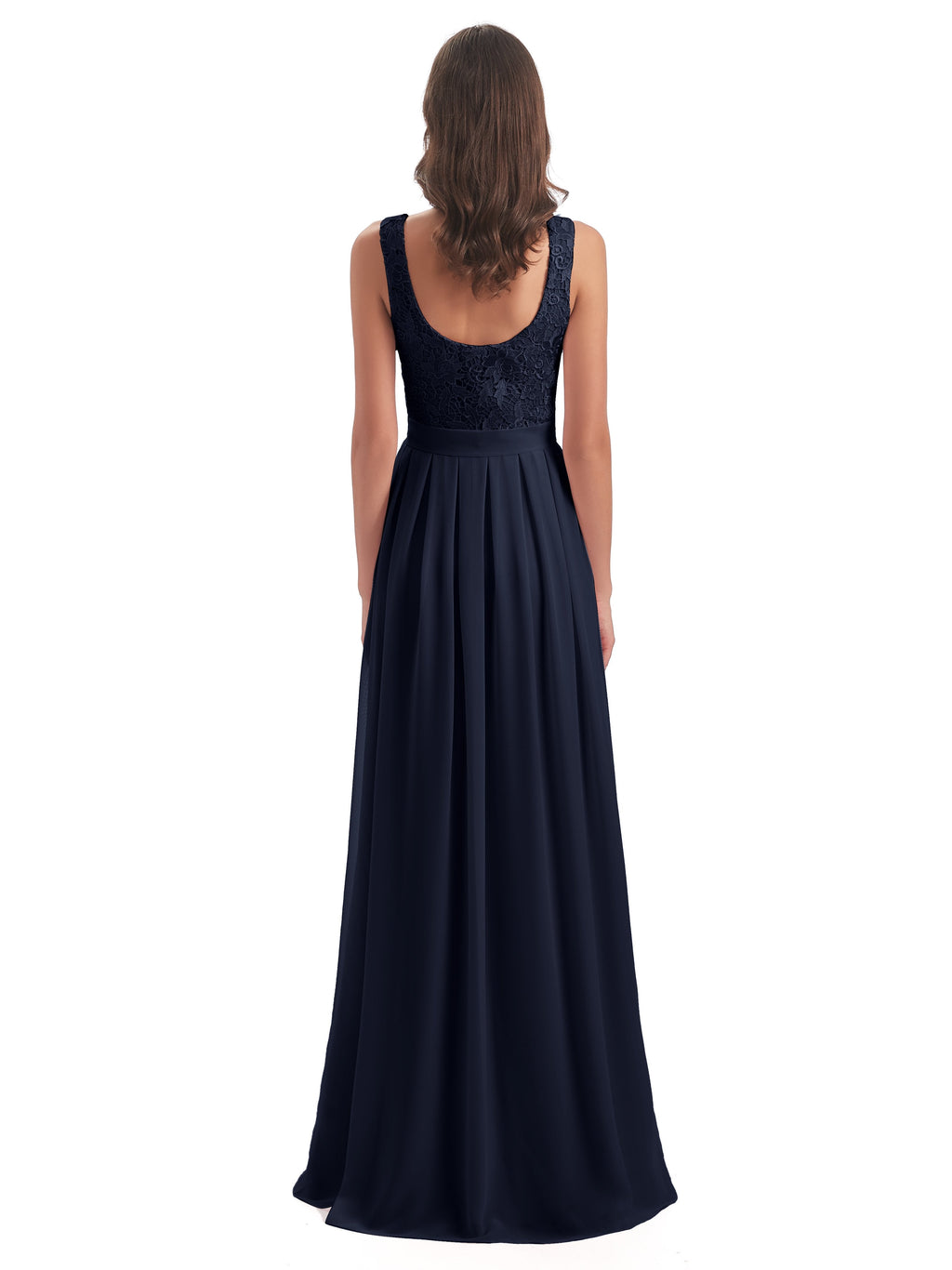 Riya Illusion Open Back Lace Long Bridesmaid Dresses